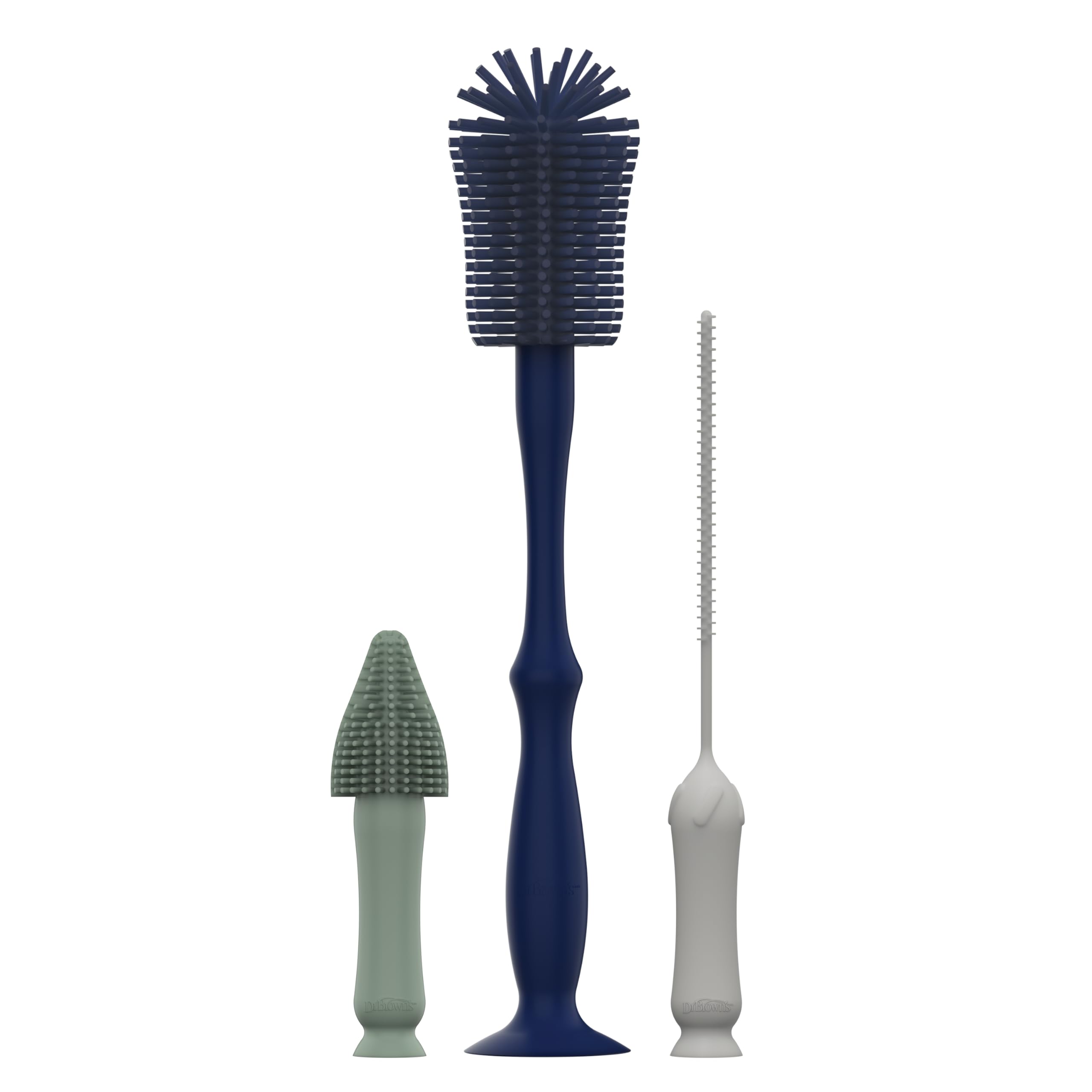 Dr. Brown's Silicone Cleaning Brush Set with Bottle, Spout, and Straw Brush, 3 Brushes to Clean Baby Bottles, Spouts, Nipples, and Straws, BPA Free – 3-Pack