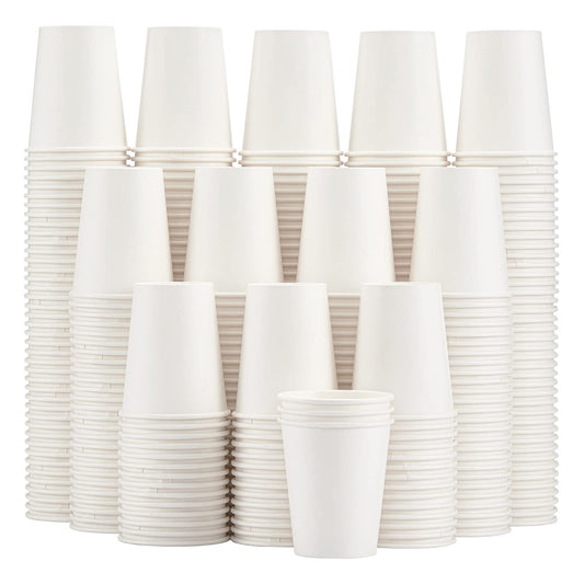 Lamosi 300 Pack Paper Cups 8 oz, Disposable Coffee Cups, Paper Coffee Cups 8 oz, White Hot/Cold Beverage Drinking Cup for Water Juice or Tea, Office Party Home Travel