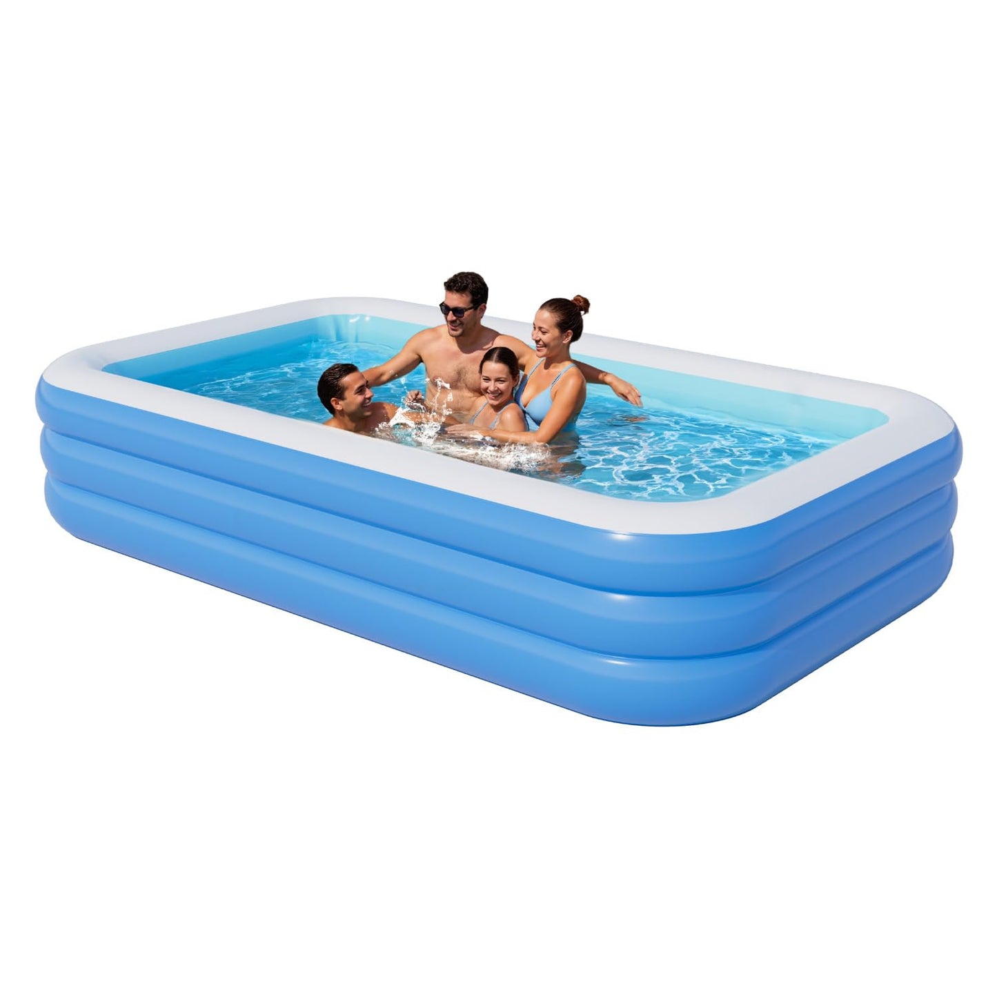 Inflatable Pool for Adults, 115" x 68" x 22" Blow Up Pools, Rectangular Family Swimming Pool