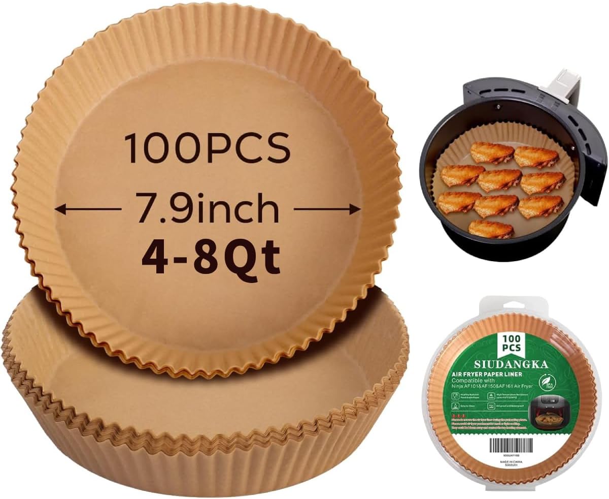 SIUDANGKA Air Fryer Liners for Ninja Air Fryer, 100 Pcs Disposable Paper Liner for most 4-8QT AirFryer