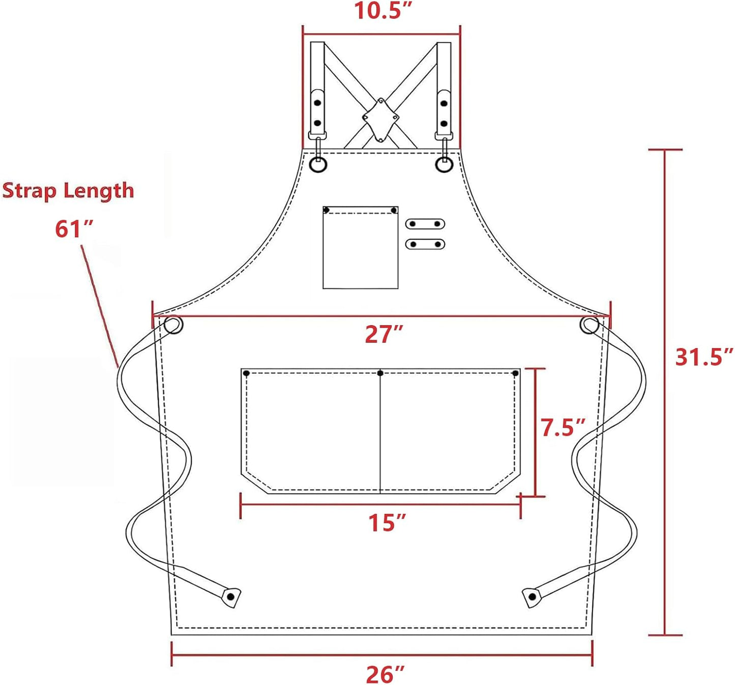 AFUN Chef Aprons for Men Women with Oversized Pockets, 16-Ounce Cotton Canvas Cross Back Heavy Duty Work Apron (Black)
