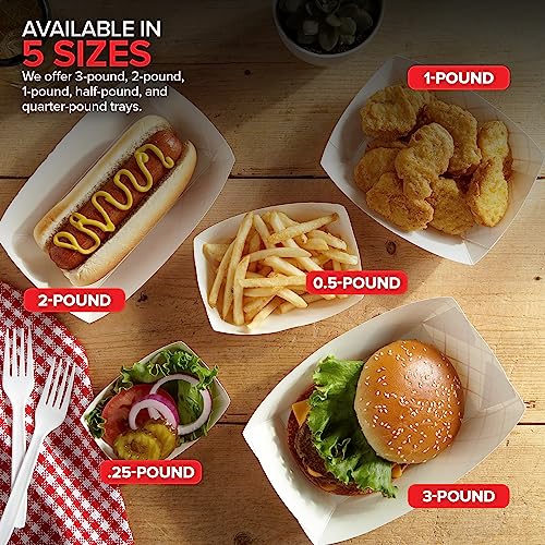Stock Your Home Medium Paper Food Boats (100 Pack) – 2 lb Disposable Red & White Checkered Trays, Eco-Friendly Serving Boats for Concessions, Nachos & Condiments (4.5" x 2.75")