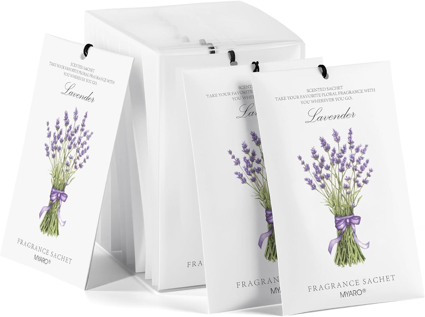 MYARO 12 Pack Lavender Scented Sachets | Odor Eliminator & Air Freshener for Drawer, Closet, Car, Shoes, Gym Bag, Suitcase | Home Fragrance Gift Set