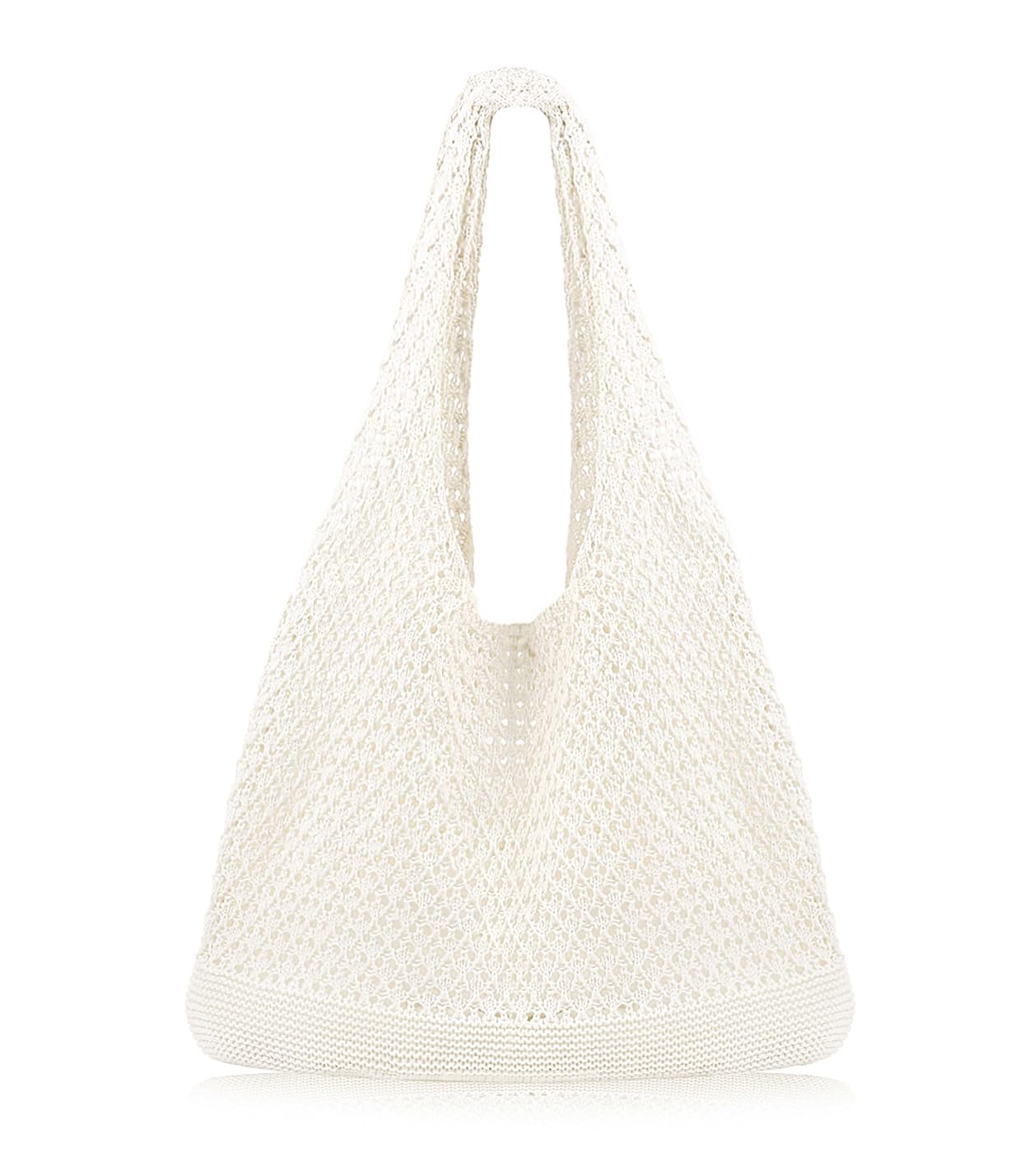 COOKOOKY Crochet Beach Tote bag Summer Beach Bag for Women Aesthetic Mesh Tote Bag Hippie Bag Knit Bag