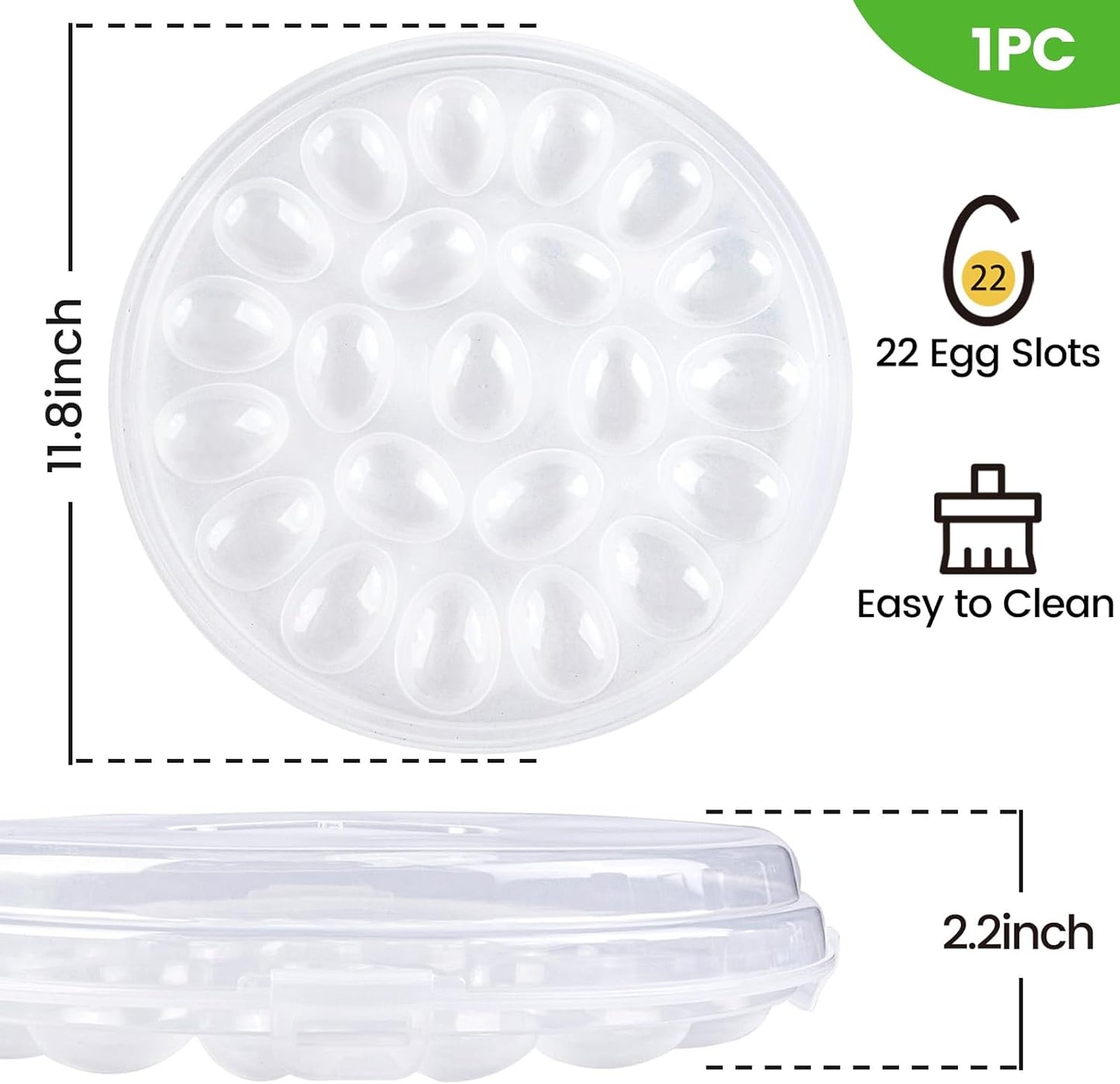 HANSGO Deviled Egg Containers with Lid, Portable Deviled Egg Platter Carrier Holder Trays with 22 Slots for Holiday Party and Home Kitchen, Clear