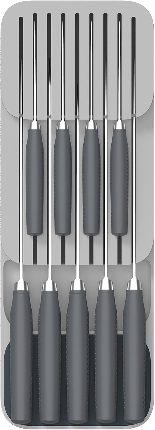 Joseph Joseph DrawerStore Knife Organizer, holds up to 9 knives, Kitchen Organization & Drawer Storage – Compact, Grey