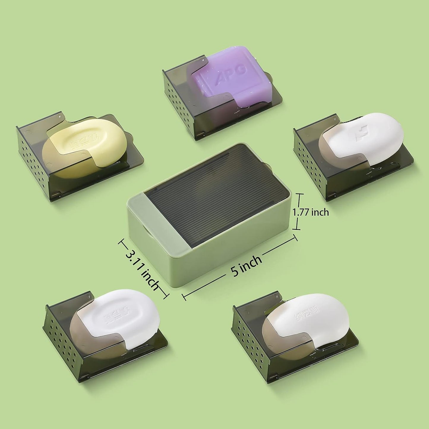 Soap Holder Dish Shower, 2 Pack Bar Soap Holder with Drainage, Self Draining Soap Holder, Wall Mounted Soap Box Tray Container for Bathroom, Bathtub Kitchen Sink, No Drilling, 4 Adhesive Include