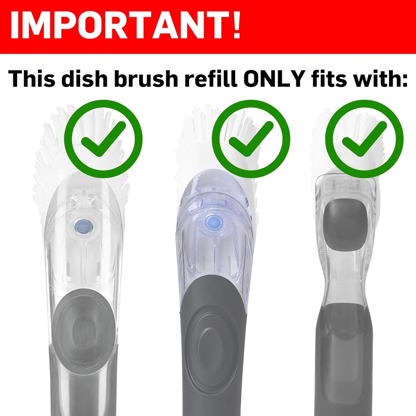 Dish Brush Refill, 4 Pack Dish Brush Replacement Head for OXO Dish Brush, Brush Dispenser Refill Fits Soap Dispensing Handle