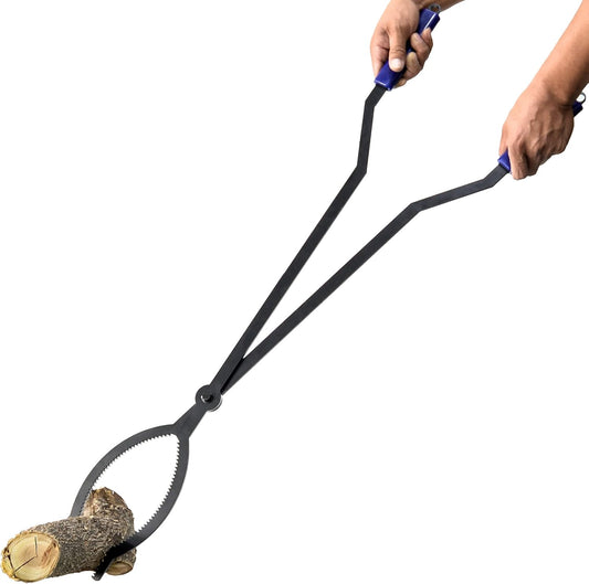40in Heavy Duty Fire Tongs Firewood Grabber Tool with Scissor Shape Serrated, Log Claw Tongs for Bonfire Campfire Fire Pit Outdoor Indoor Log Grabber Rustproof Safely Moves Firewood