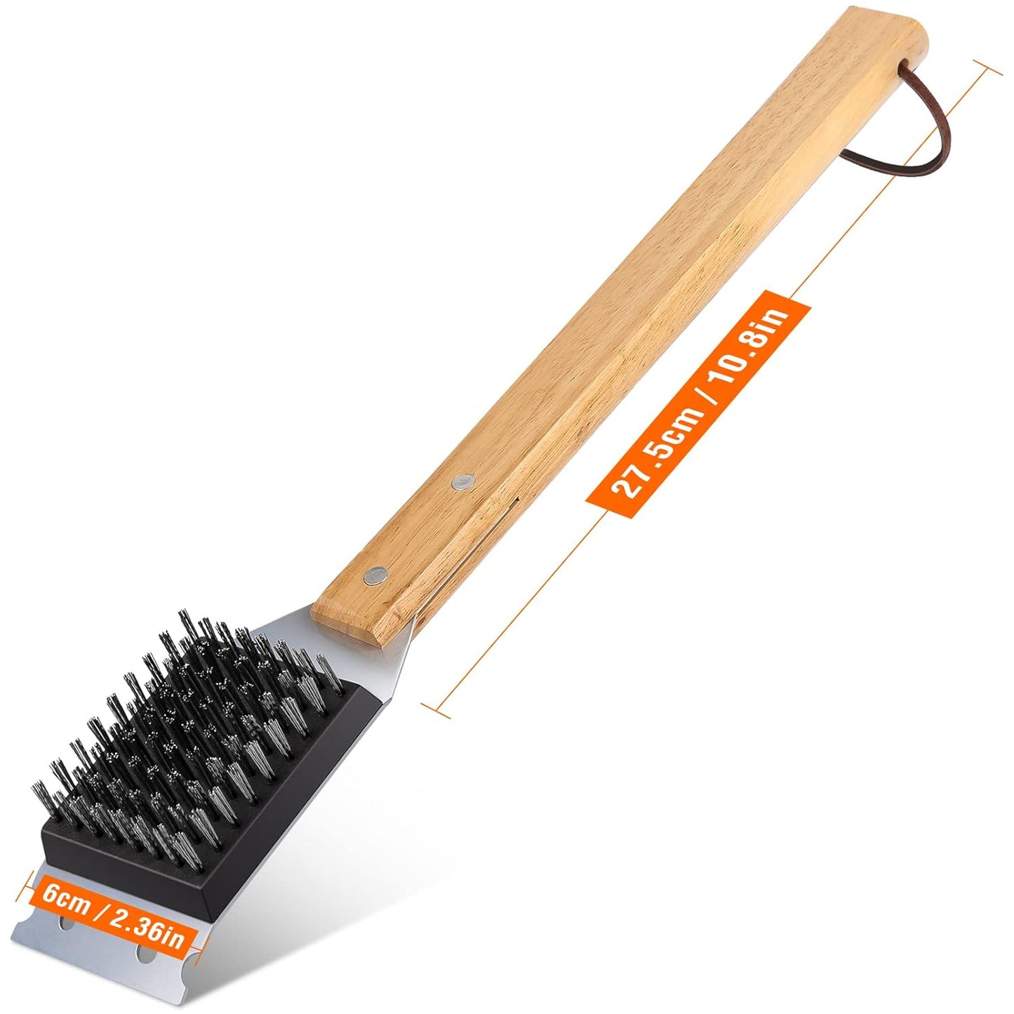 SIMPLETASTE Grill Brush and Scraper for BBQ, Durable & Effective, Replaceable Stainless Steel Head, Wooden Handle Wire Grill Brush for Outdoor Grill, Barbecue Accessories