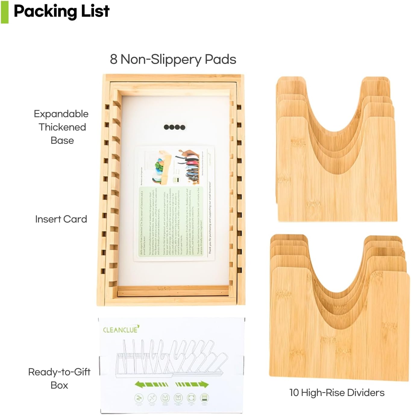 Pots and Pans Organizer under Cabinet, Bamboo Expandable Bakeware and Cutting Board Organizers, Adjustable Pot Lids Holder Rack, Cookie Sheet Baking Pan, Tray Organizer for Kitchen Storage (Natural)