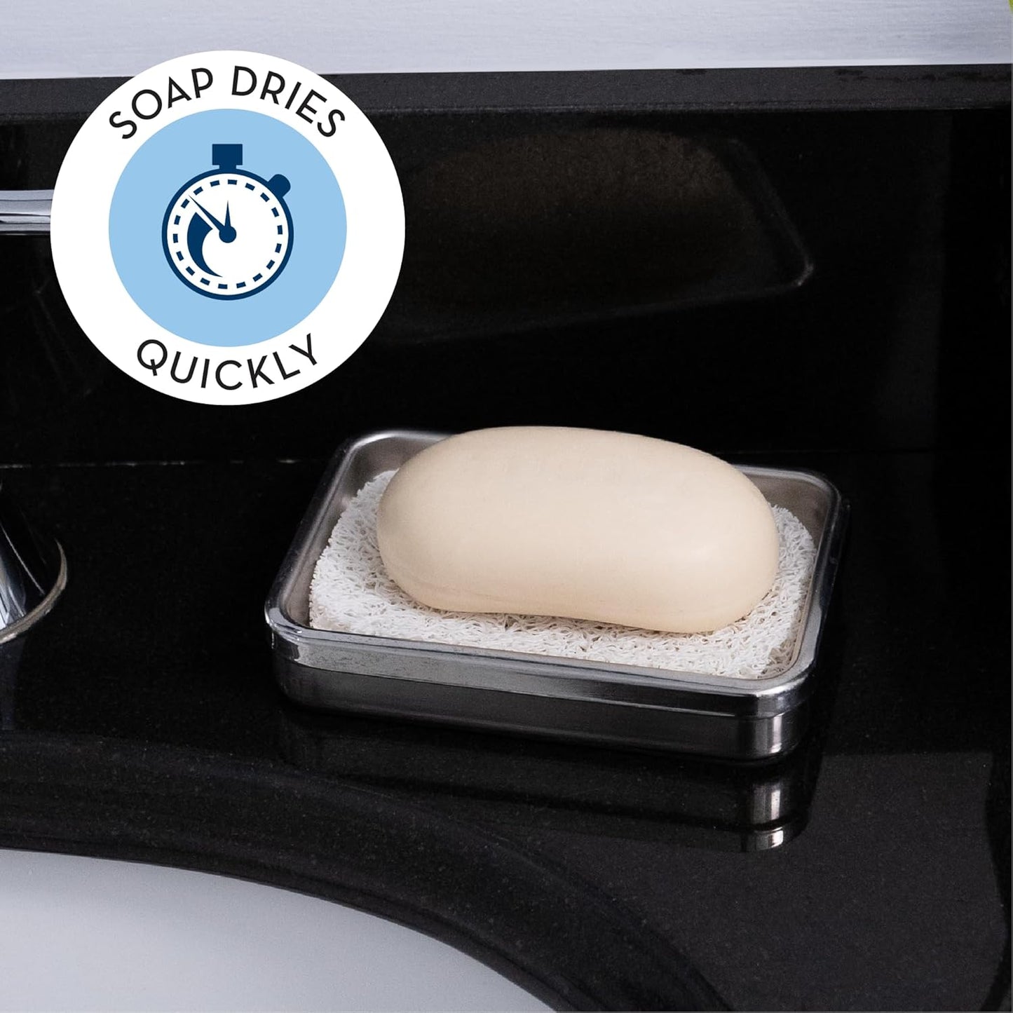 S&T INC. Bar Soap Holder for Kitchen, Bathroom, and Soap Dish, 4 Pack, White, 2.9 inches by 4.4 inches