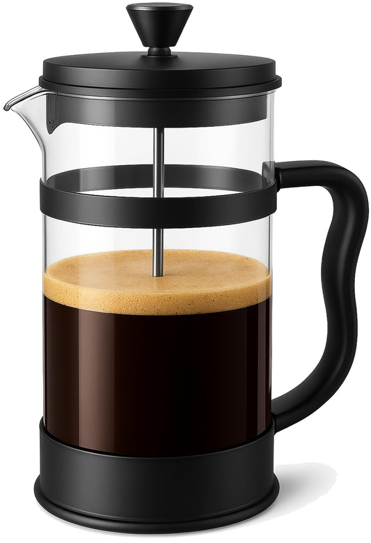 Utopia Kitchen Borosilicate Glass French Press Coffee Maker 34 Oz, Heat-Resistant Cafetiere & Tea Maker, Thickened Glass Coffee Press for Travel and Camping, Black