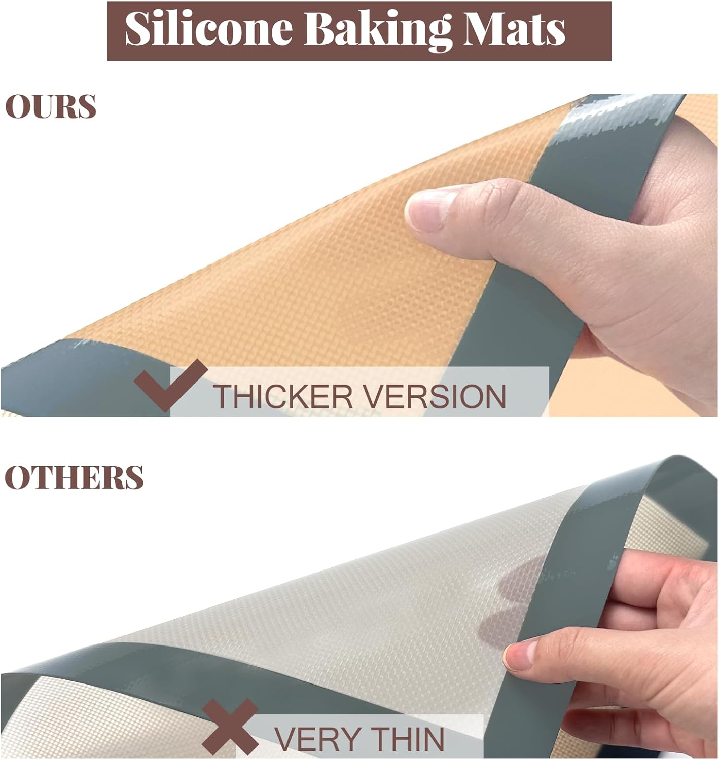 Silicone Baking Mat, 3 Pack Reusable Baking Sheet, Non-Stick ＆ Food Safe Silicone Mats for Baking for Making Cookies Macaroons Bread, Baking Supplies ＆ Accessories