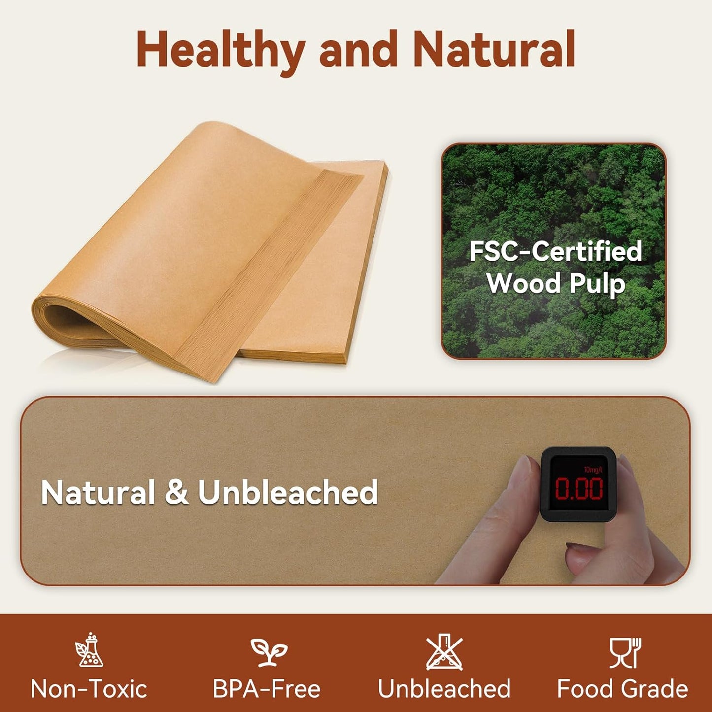 200 Pcs Parchment Paper Sheets, 12 x 16 Inch, Precut Non-Stick Parchment Sheets for Baking, Cooking, Grilling, Air Fryer and Steaming - Unbleached, Fit for Half Sheet Pans