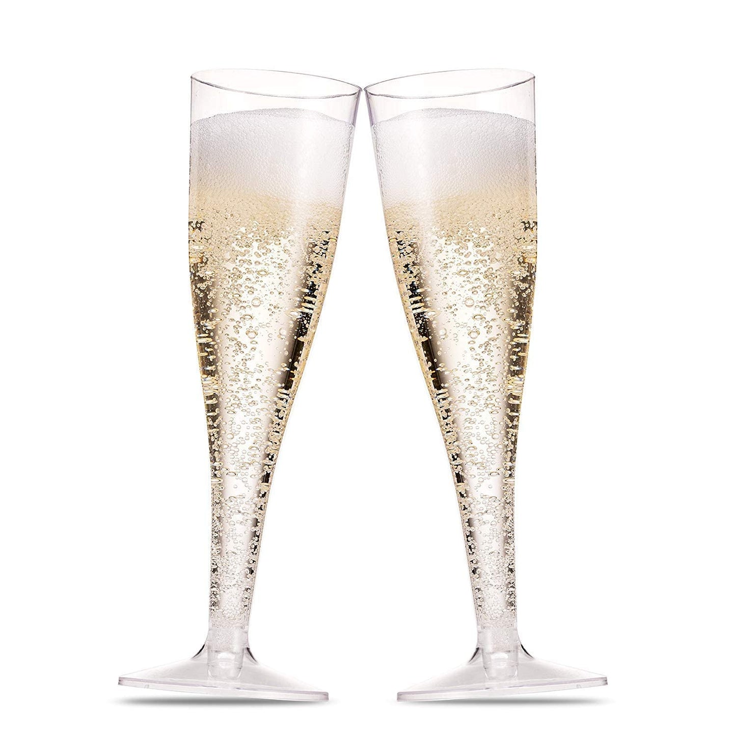 Munfix 100 Plastic Champagne Flutes - 5 Oz Disposable Clear Champagne Glasses for Parties, Mimosa Bar, Events, Wedding and Shower Party Supplies - Toasting Cocktail Cups