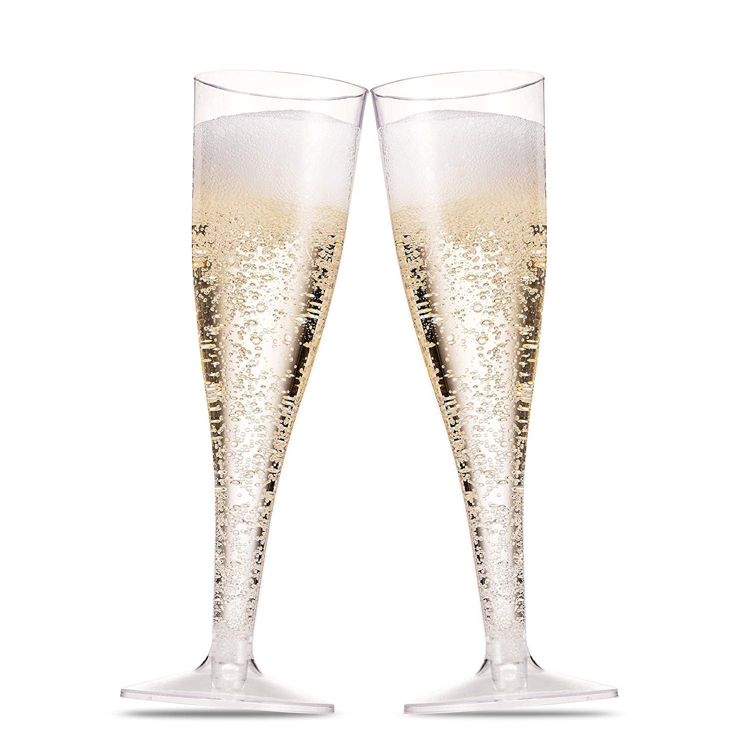 Munfix 100 Plastic Champagne Flutes - 5 Oz Disposable Clear Champagne Glasses for Parties, Mimosa Bar, Events, Wedding and Shower Party Supplies - Toasting Cocktail Cups