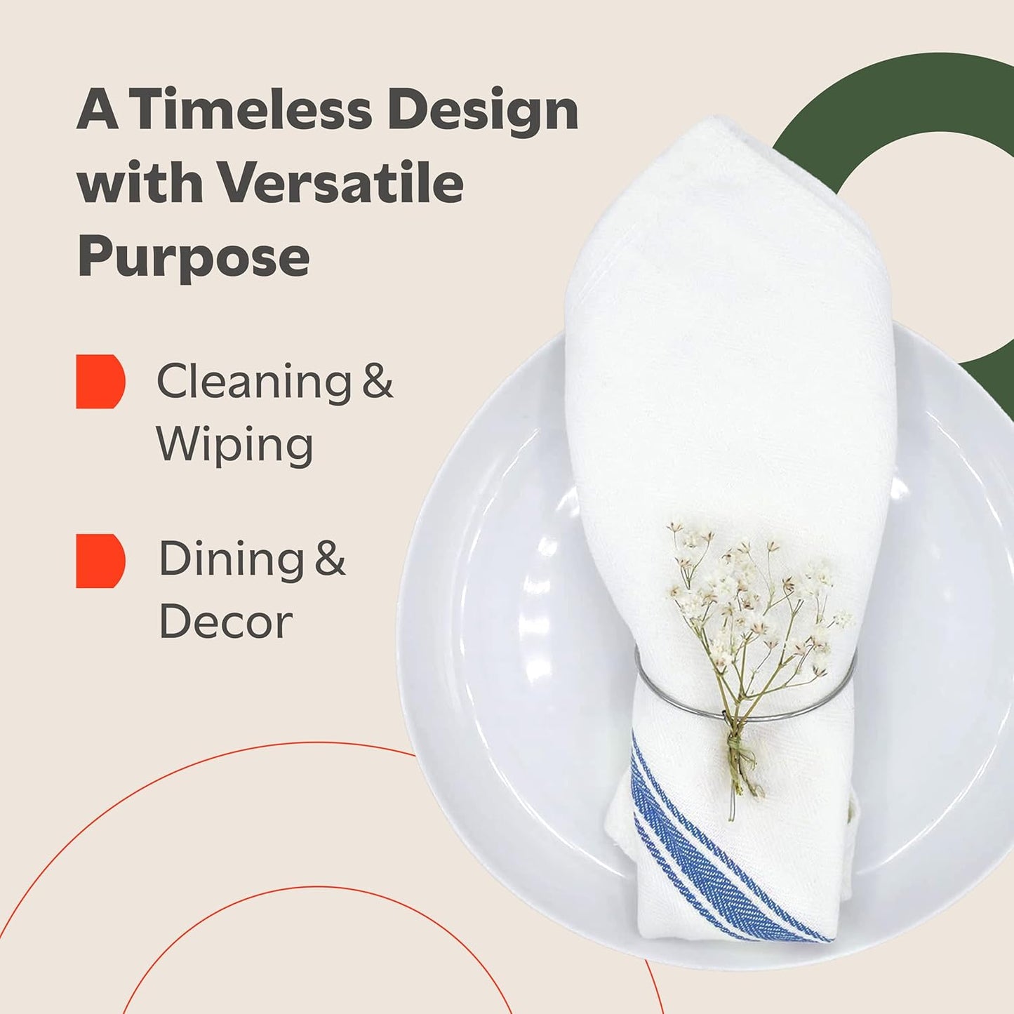 Zeppoli Classic Dish Towels - 15 Pack - 14" by 25" - 100% Cotton Kitchen Towels - Reusable Bulk Cleaning Cloths - Blue Hand Towels - Super Absorbent - Machine Washable