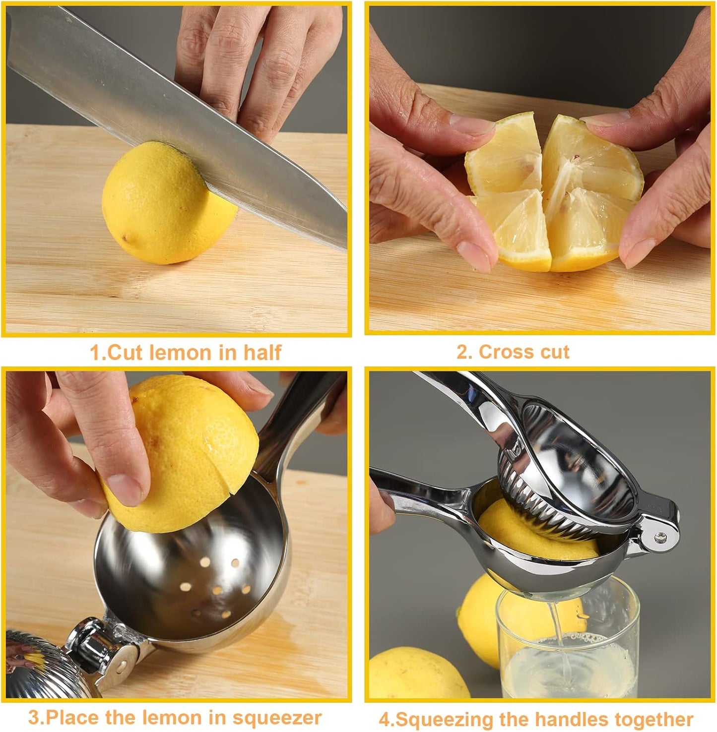 TEZZ Premium Lemon Squeezer, Large Heavy Duty Handhelp Juicer for Lemon, Metal Hand Press Citrus Juicer, Lime Squeezer Bar Tool, Manual Citrus Press