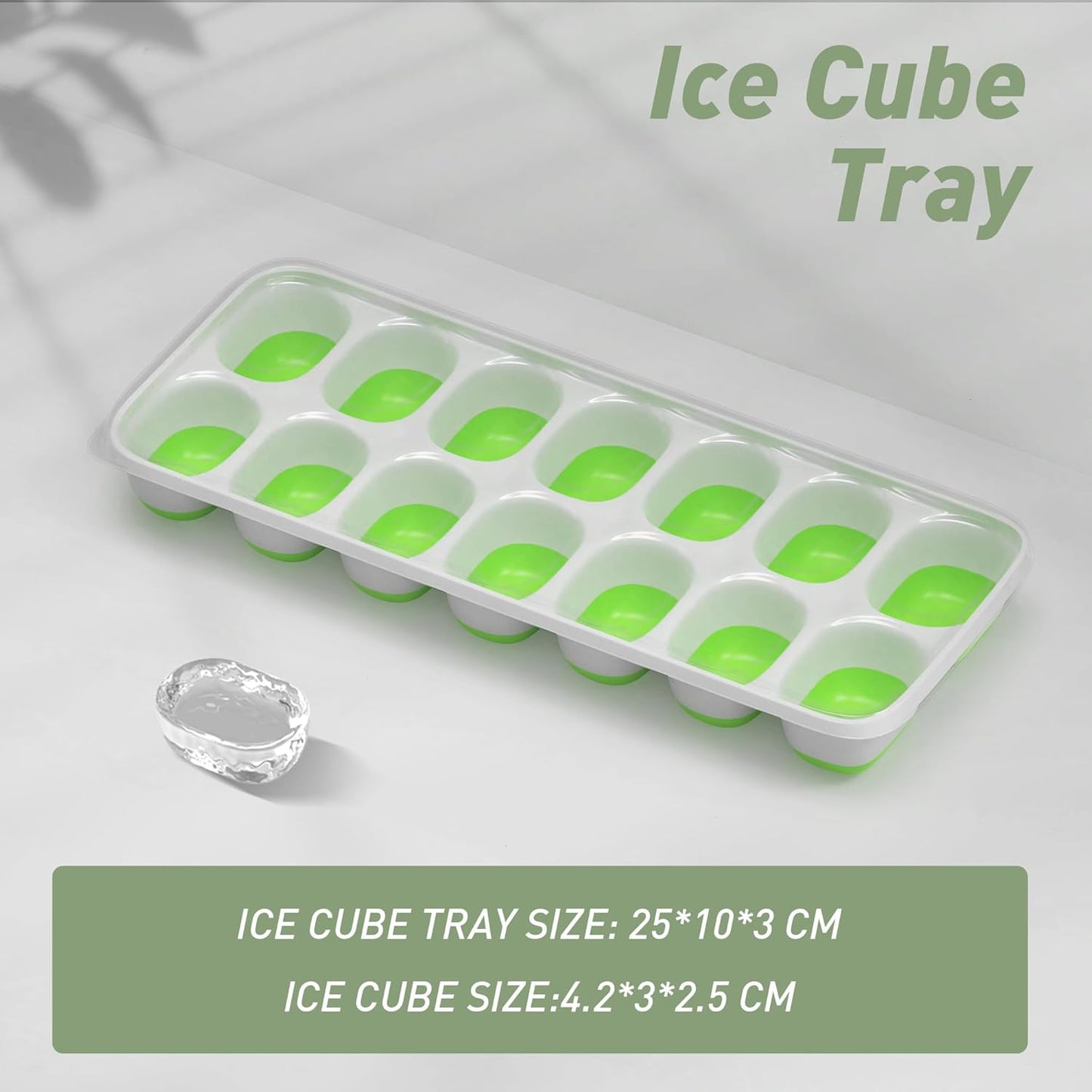 Ice Cube Tray with Lid, 4 Packs 56 Cubes Durable Stackable Ice Cube Trays for Freezer with Removable Lids, Easy-Release Plastic & Silicone Ice Tray for Cocktail, Coffee