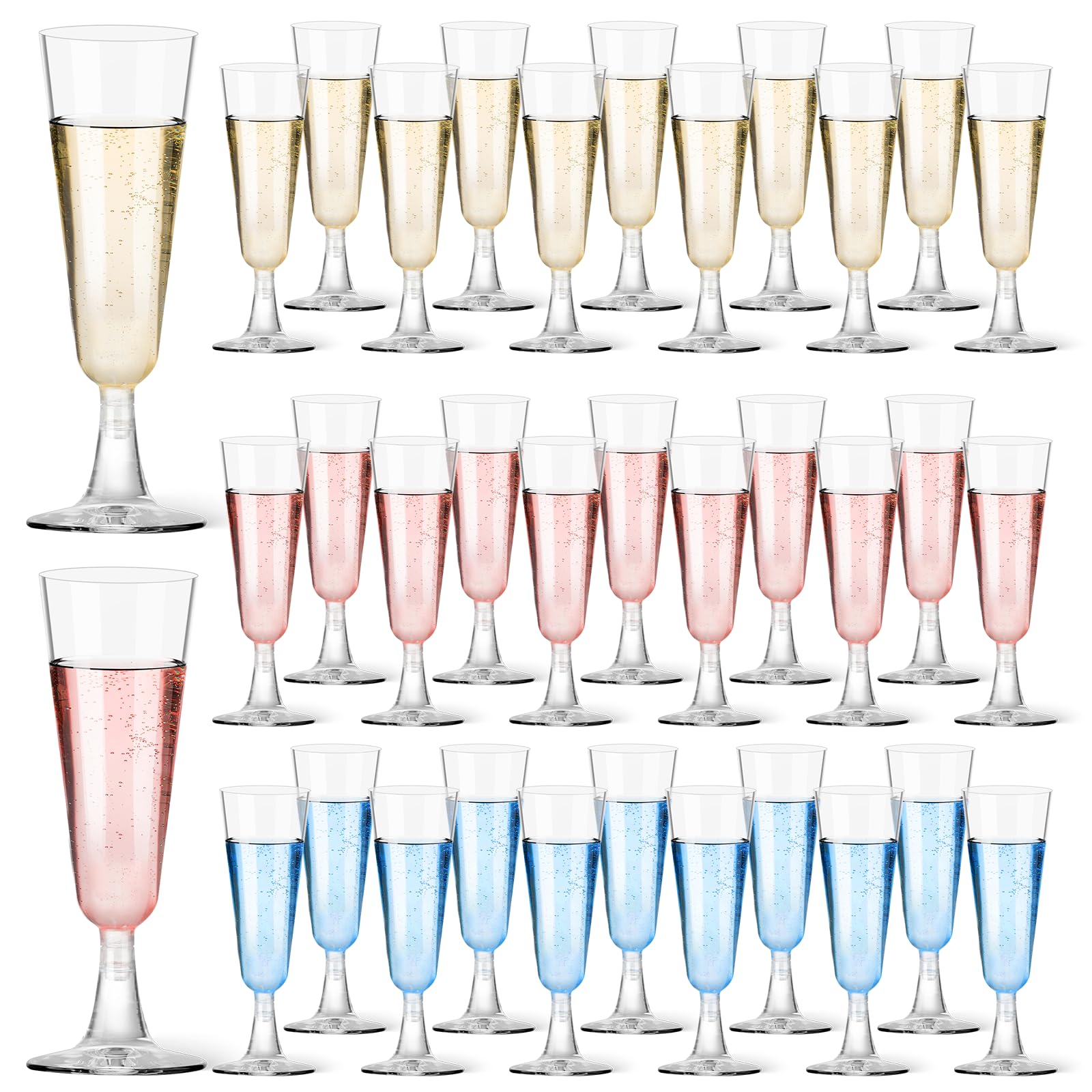 Plastic Champagne Flutes 40 Pack, 5.5 Oz Clear Disposable Plastic Champagne Glasses, Wine Glasses Cups for Wedding Celebration Birthday Party Valentines Wine Tasting New Years Eve Party Supplies