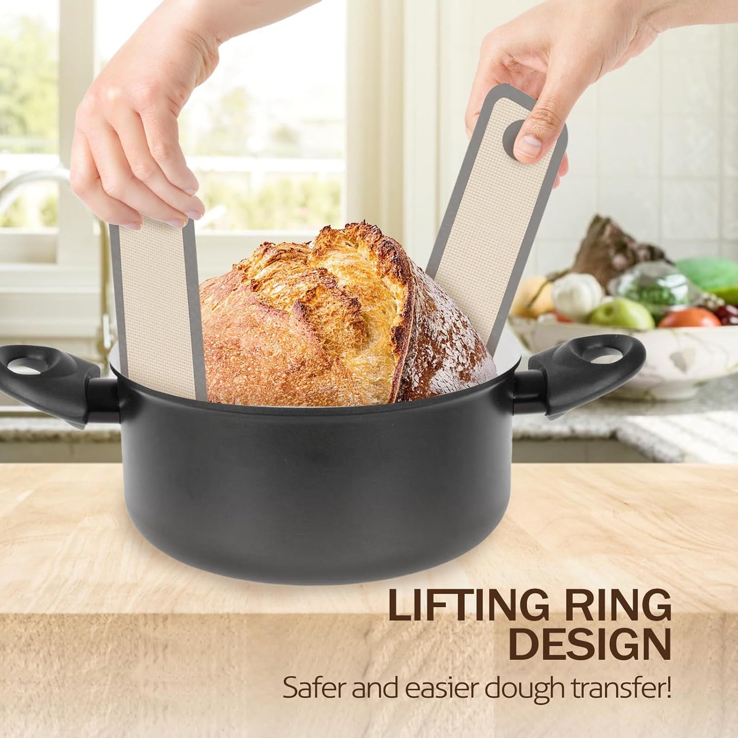 Koolstuffs Silicone Bread Sling for Dutch Oven, 2 PCS Non-Stick & Easy Clean Reusable Sourdough Mat, Sourdough Bread Baking Supplies, Tools ＆ Accessories