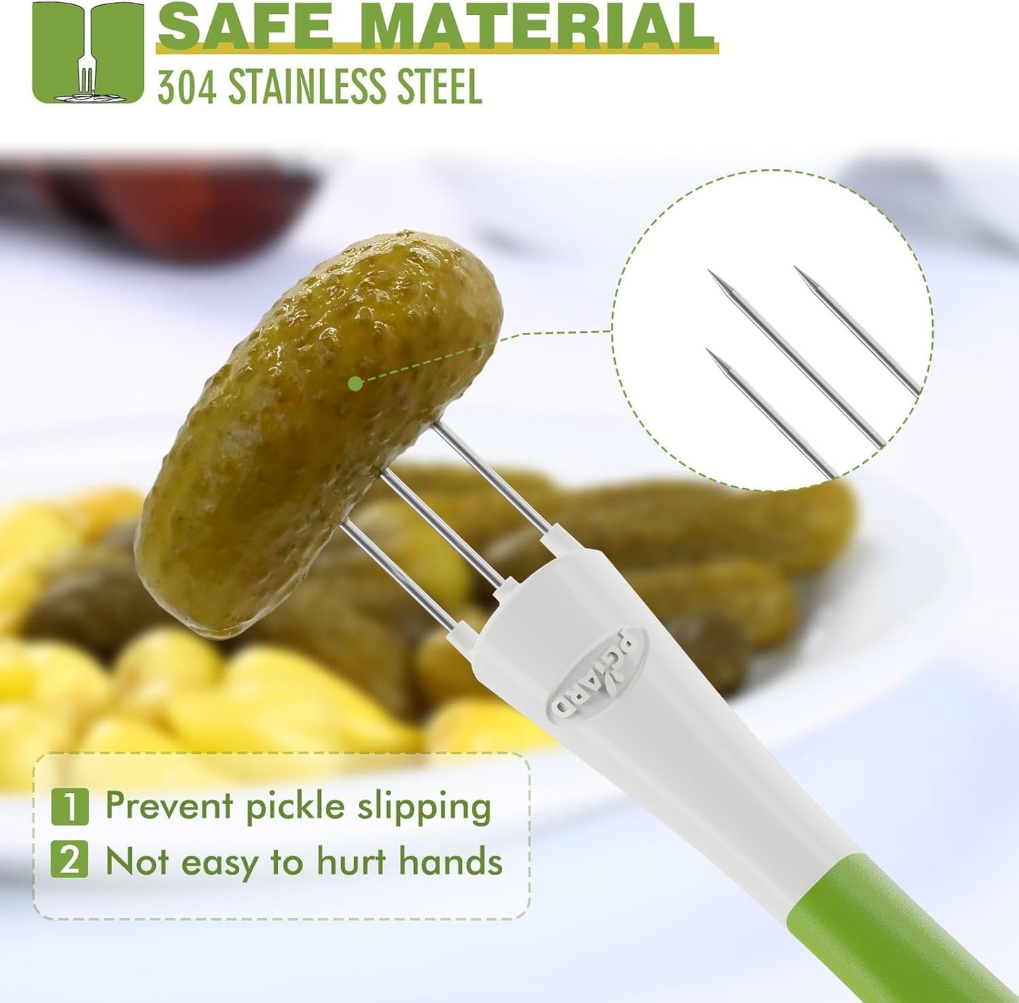 2 Pack Pickle Fork Pickle Grabber Tool-Pickle Picker for the jar, Kitchen Gadgets Pickle Gifts Suitable for Olives Green