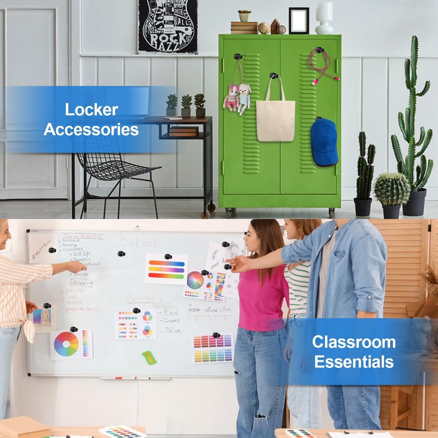 LOVIMAG Fridge Magnets 12Pcs Refrigerator Whiteboard Small Strong Magnet Classroom Kitchen Accessories Decorative Locker Set Decor Must Haves Office Calendar Refrigerador Magnetic Cute Crafts Black