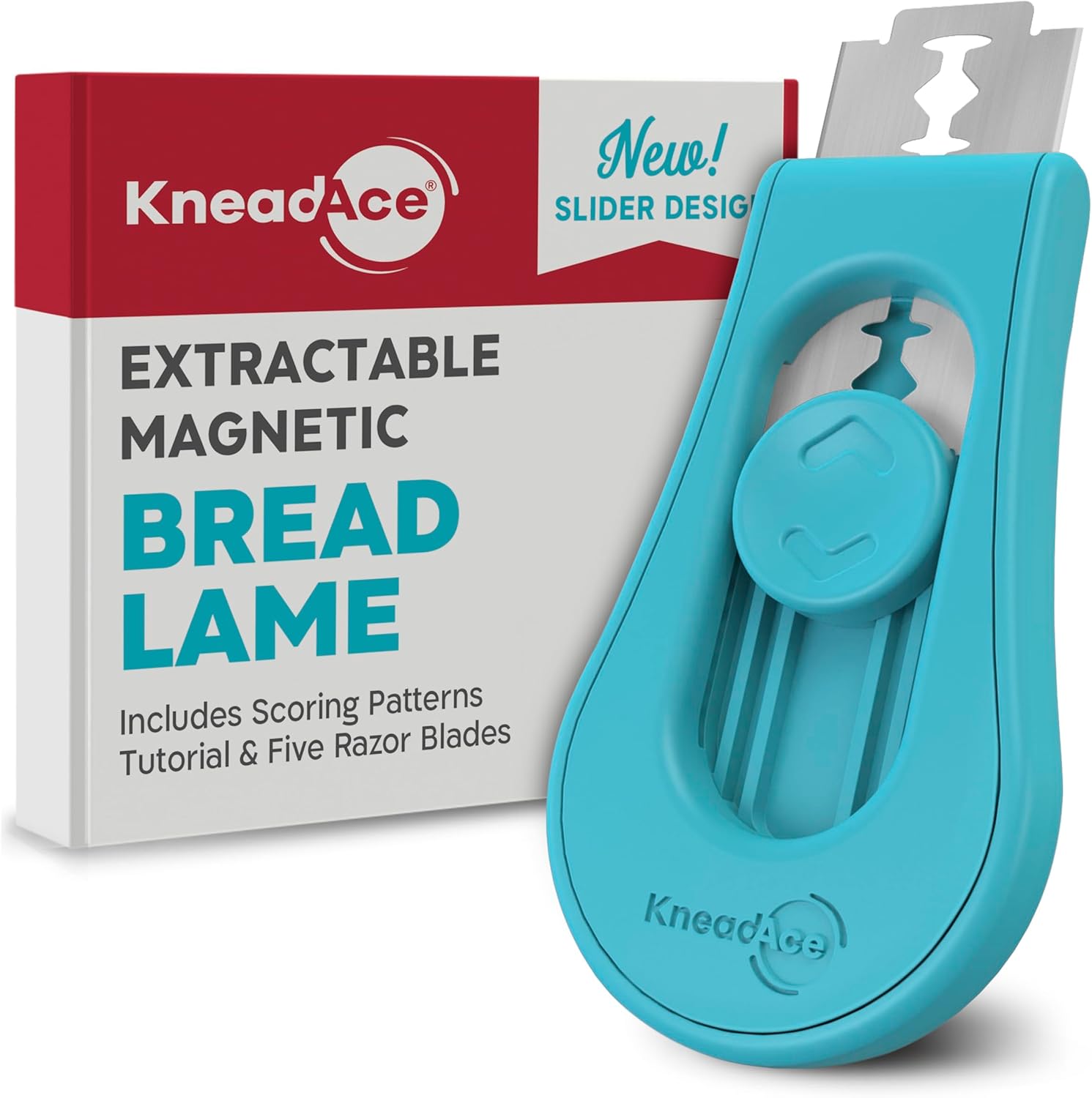 KneadAce Upgraded Extractable & Magnetic Bread Lame Dough Scoring Tool - Professional Sourdough scoring tool for Sourdough Bread baking & Bread Making Tools - Scoring Patterns booklet & 5 Razor Blades