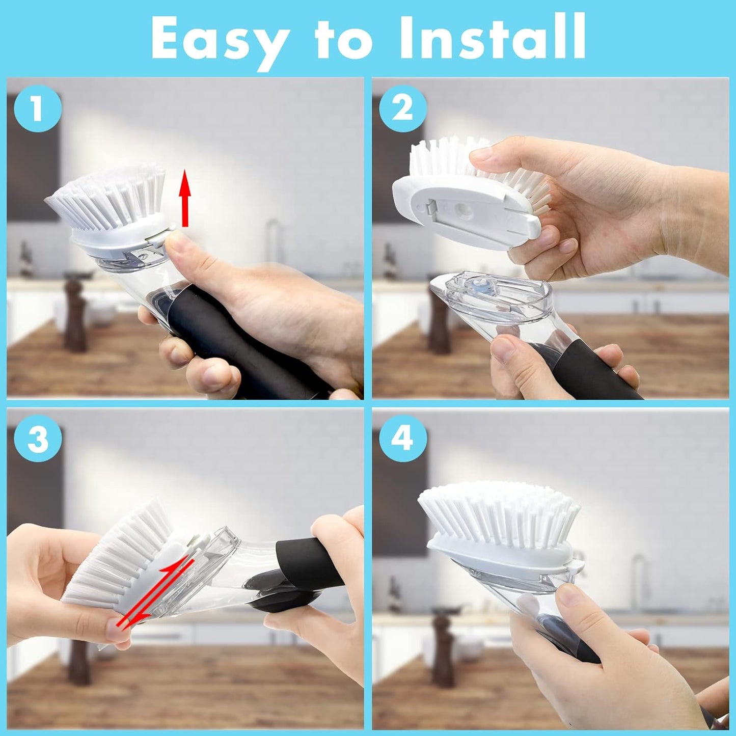 Dish Brush Refill, 4 Pack Dish Brush Replacement Head for OXO Dish Brush, Brush Dispenser Refill Fits Soap Dispensing Handle