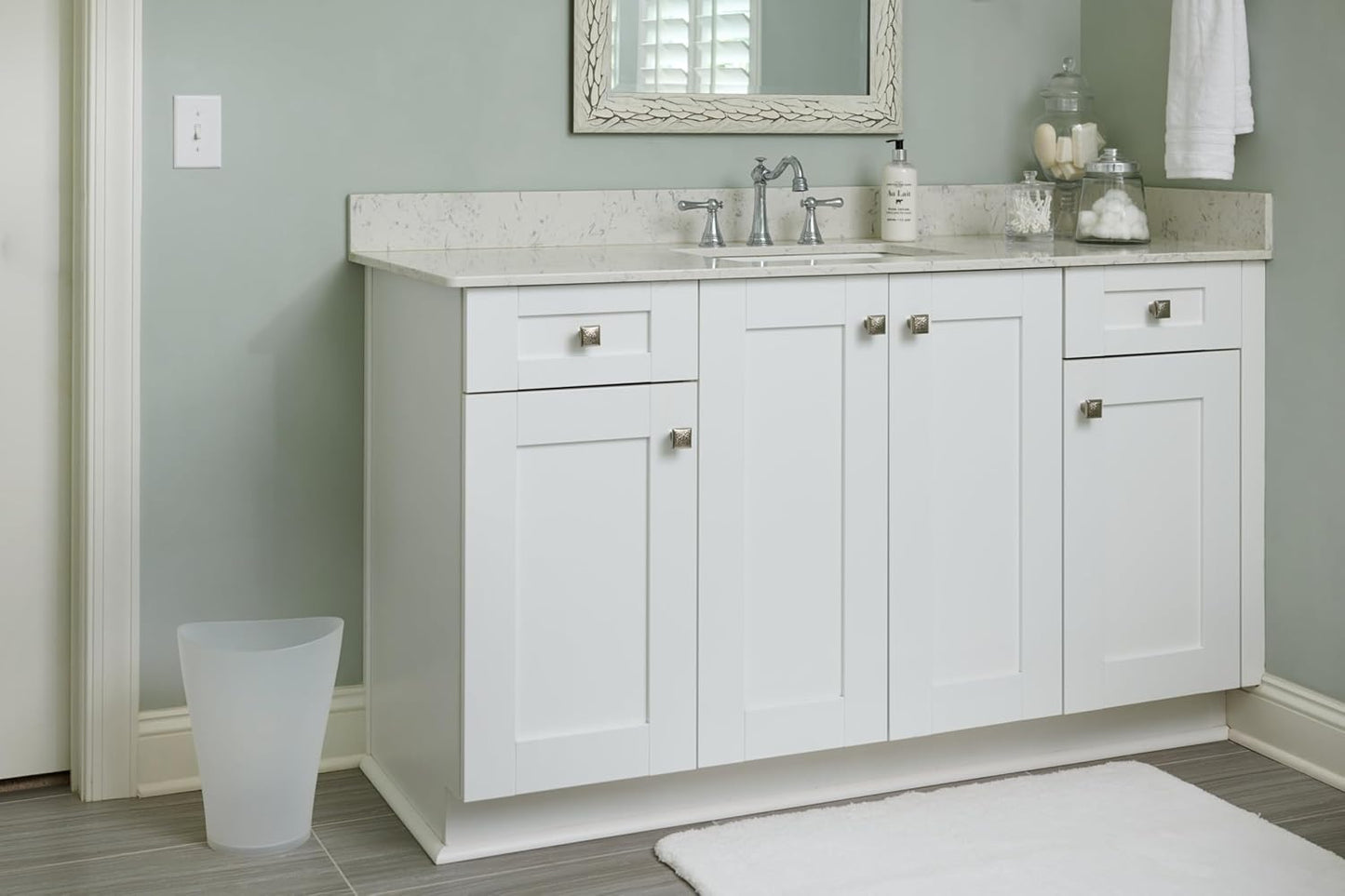 Rubbermaid Spa Works Compact Contemporary Style 9 Quart Indoor Open Vanity Home Trash Container White