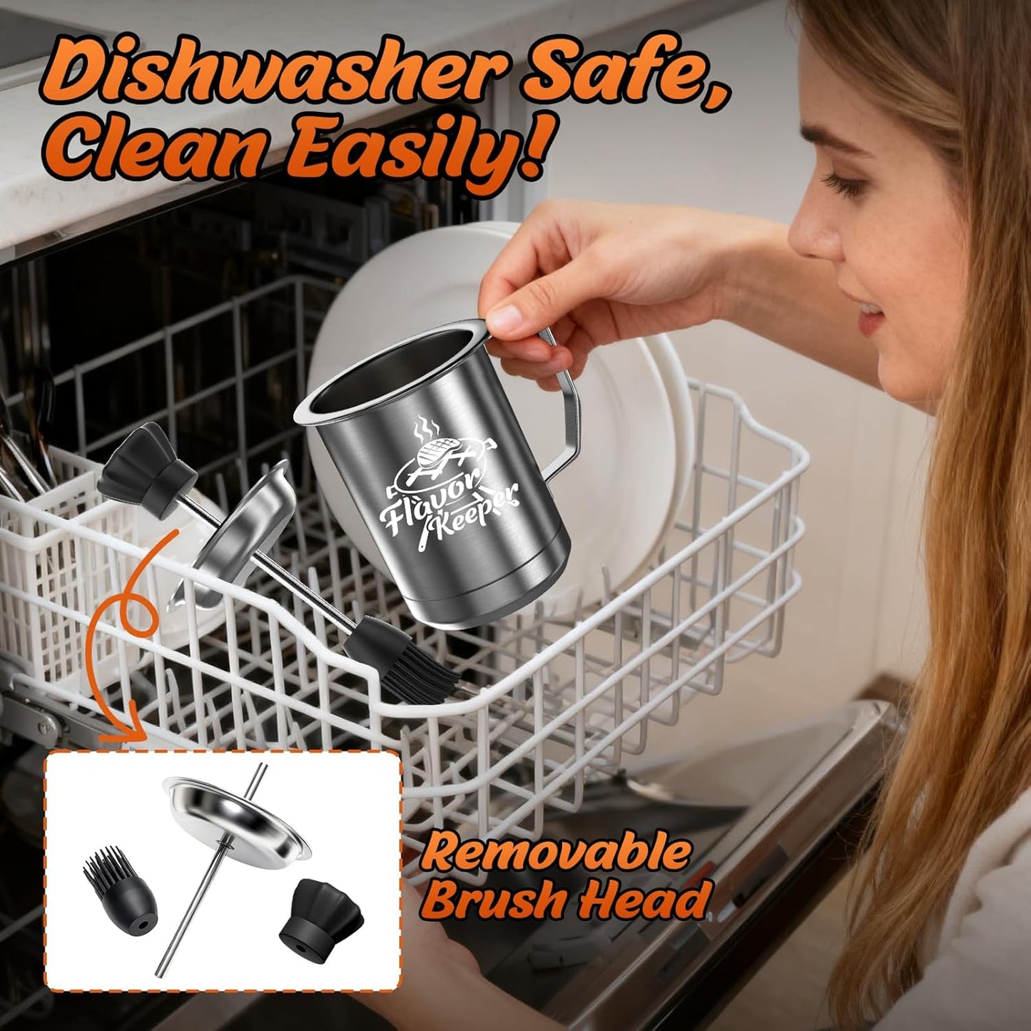 Valentines Day Gifts for Him Men Women BBQ Sauce Pot and Basting Brush Set, Valentines Day Gifts for Husband Kitchen Gadgets, Grilling Gift for Men, Cooking Grilling Accessories Gift for Dad Husband