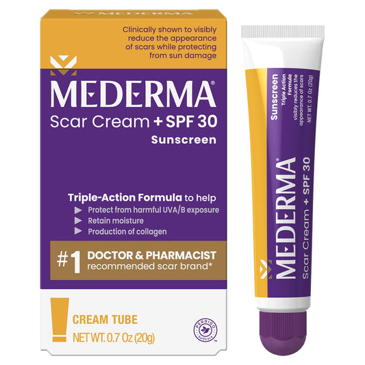 Mederma Scar Cream Plus SPF 30 - Advanced Scar Treatment, Protects from Sun Damage, Reduces Appearance of Scars from Acne, Burns, Surgery & Injury, 0.7 oz
