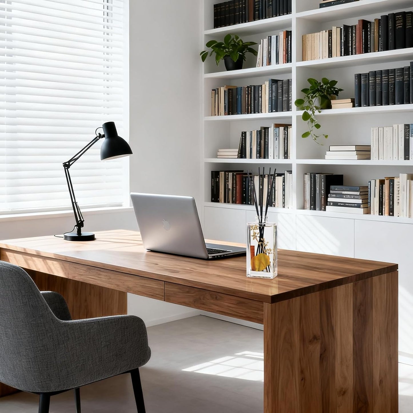 Wood & Willow Reed Diffuser Set with Dried Flowers, 5 fl. oz., Long-Lasting Home Fragrance - Wild Rose & Oud, Red Berry & Oak, Bergamot & Amber, Decorative Floral Design (Bergamot & Amber)