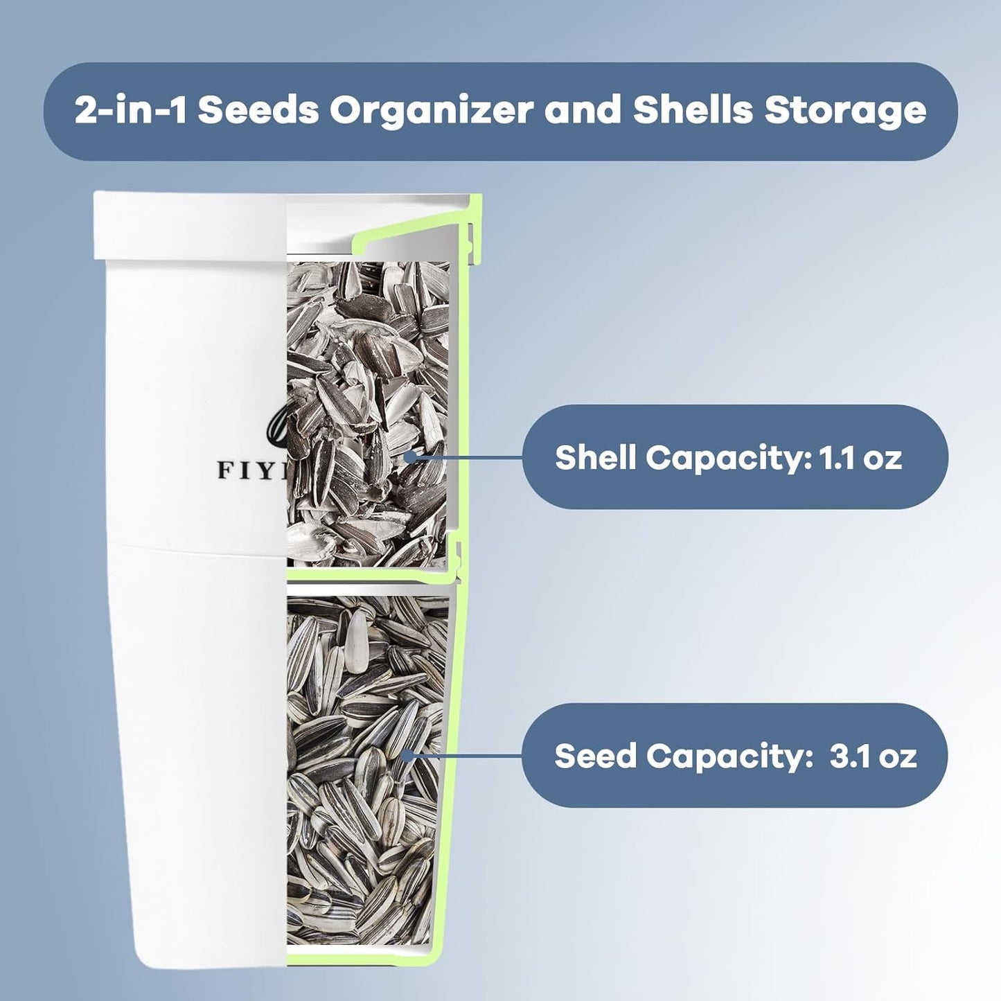 Portable Sunflower Seed Cup with Seed Organizer and Shell Storage, Seed Snack Spit Cup for Outdoor, in Car, Travel and Sports Games. Works with Pistachios, Gift (white)
