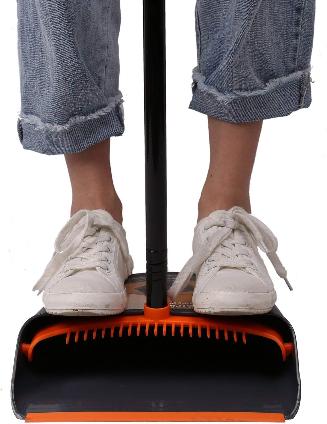 TreeLen Broom and Dustpan Set with 52" Long Handle for Home Kitchen Room Office Lobby Floor Use Upright Stand Up Stand Up Broom with Dustpan Combo