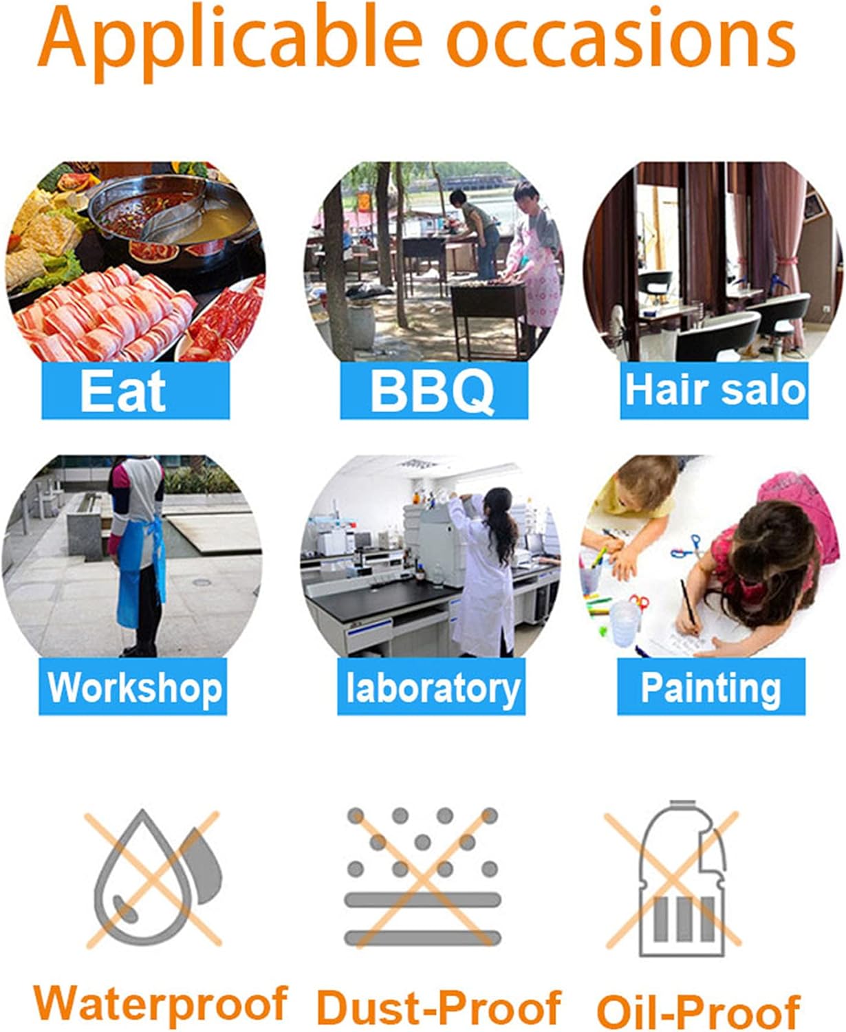 Disposable Aprons (50 Count), Plastic apron for Painting Party, Cooking, Housework, Picnic etc.