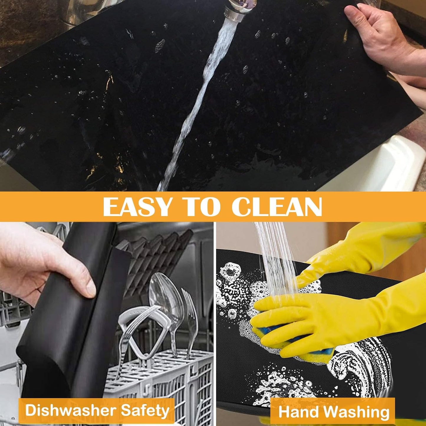 Grill Mats for Outdoor Grill, Dailyart Grill Mats Non Stick Set of 5 BBQ Grill Mat Baking Mats Teflon BBQ Grilling Accessories Reusable,Works on Gas, Charcoal, Electric Grill 15.75 x 13-Inch, Black