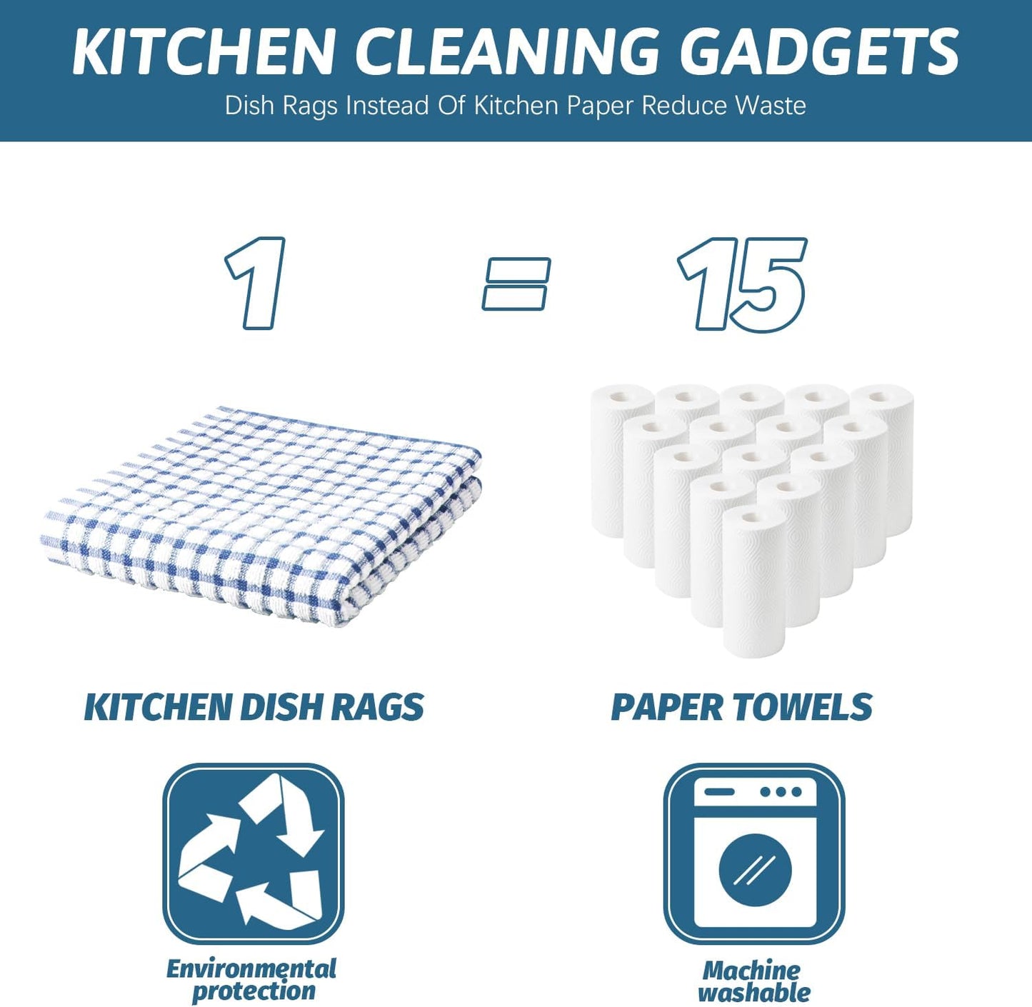 Nialnant 8 Pcs Kitchen Dish Rags,100% Cotton Soft Absorbent Quick Drying Dish Cloths for Kitchen,Washing Dishes,Cleaning rags-11 x 11In