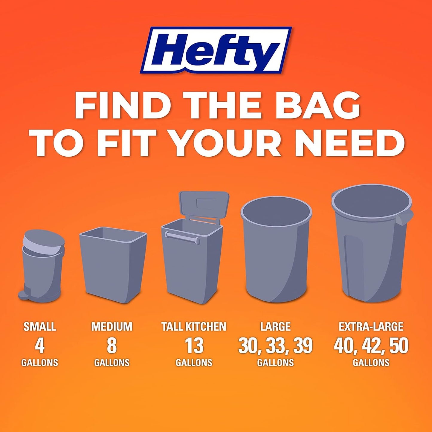 Hefty Small Trash Bags, Ocean Water Scent, 4 Gallon, 52 Count