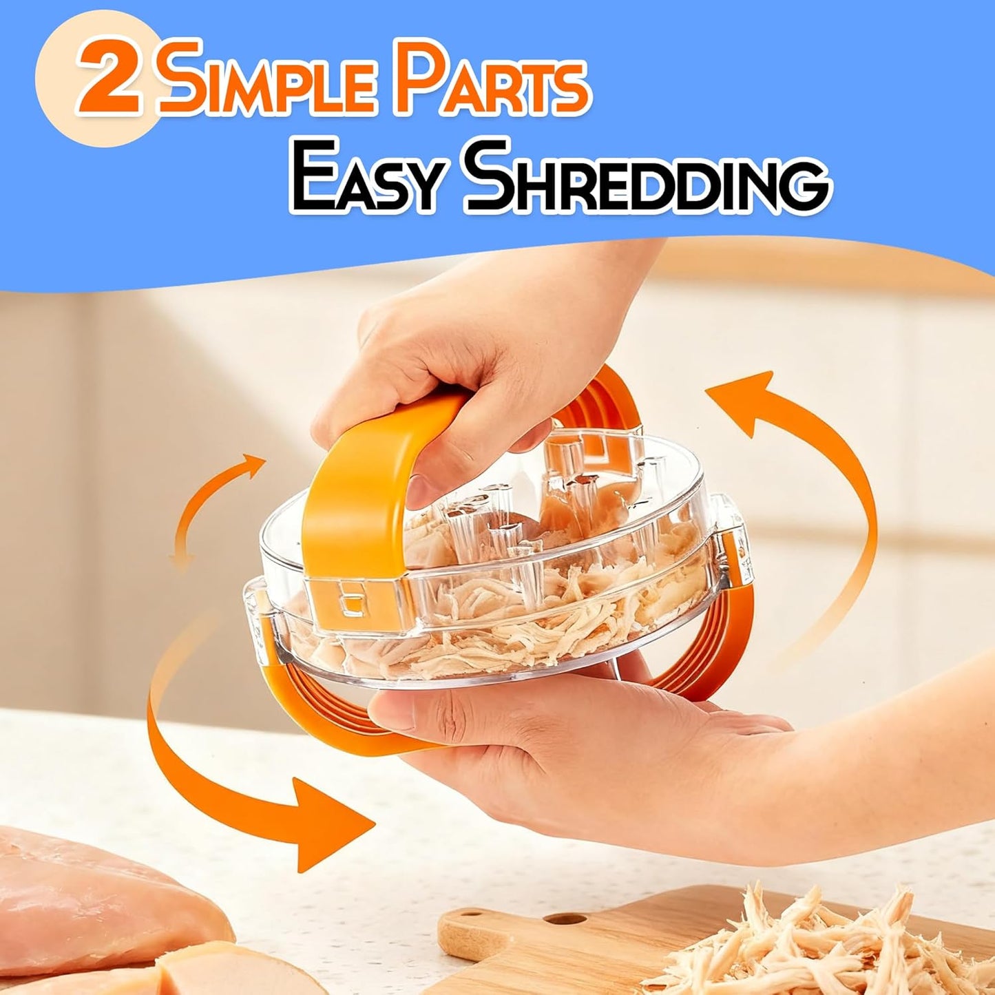 Chicken Shredder - Chicken Breast Shredder Tool Twist, Clear Meat Grinders Shredder Tool Twist for Pork Beef Chicken - BPA Free