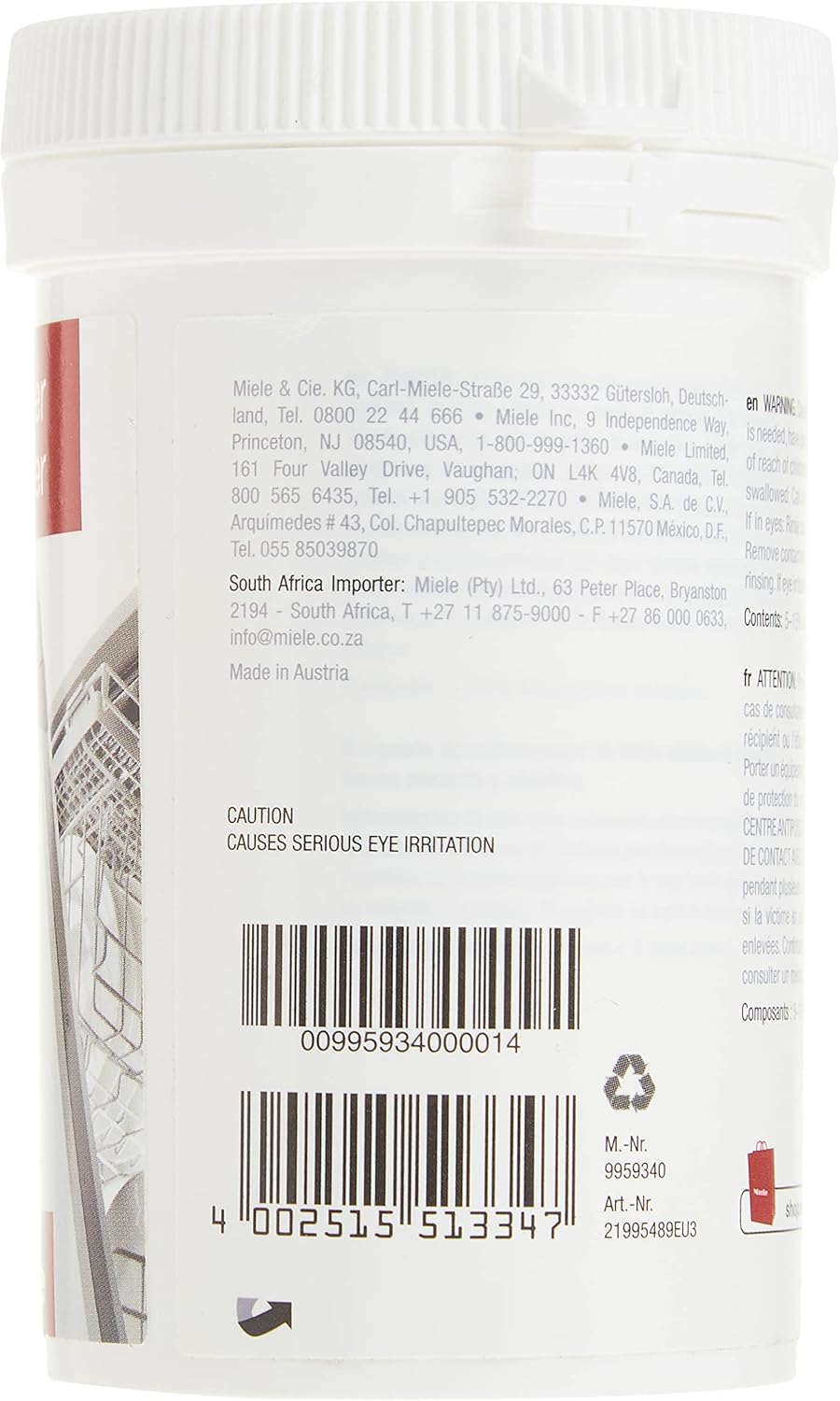 Miele Genuine DishClean Dishwasher Cleaner, Care Product for the Optimal Functioning of Dishwashers, Removing Odors and Limescale Deposits, 5.6 oz – 9959340