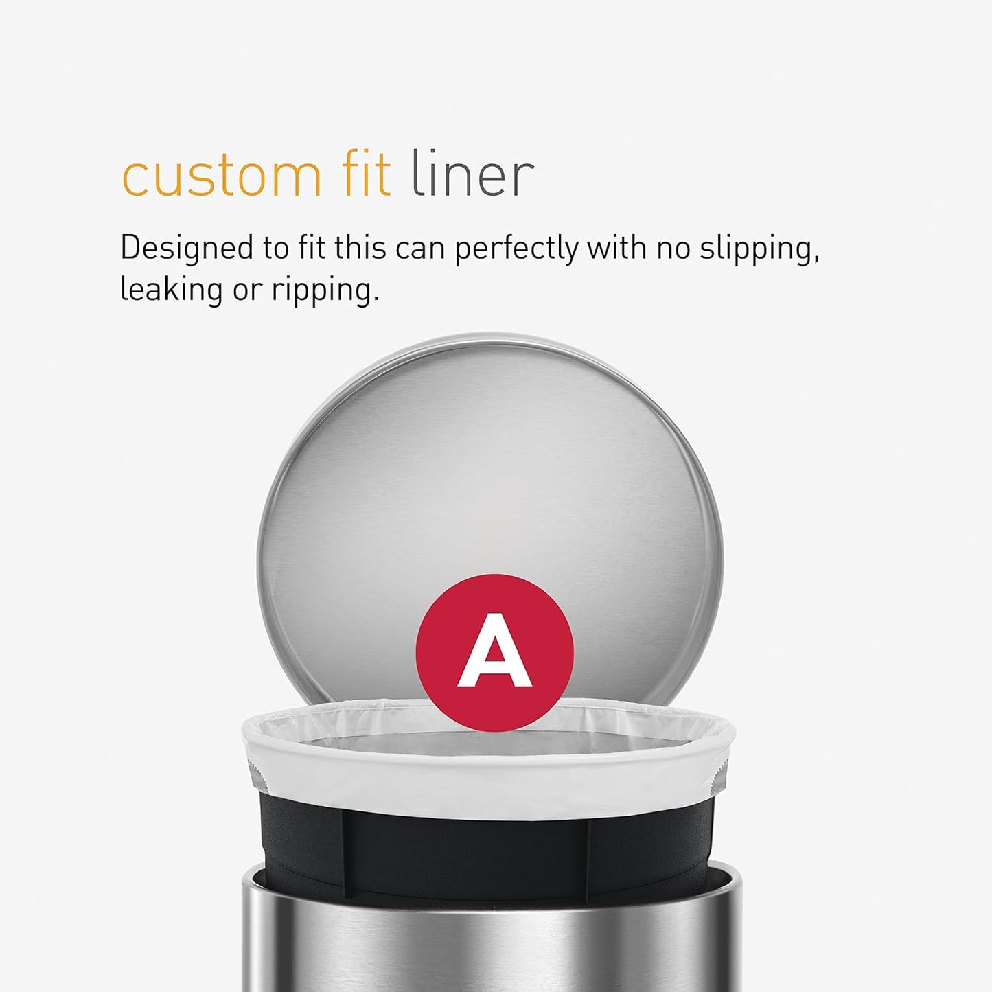 simplehuman Code A 90 Count, Dispenser Pack Custom Fit Liners, Drawstring Trash Bags, 4.5 Liter / 1.2 Gallon, White