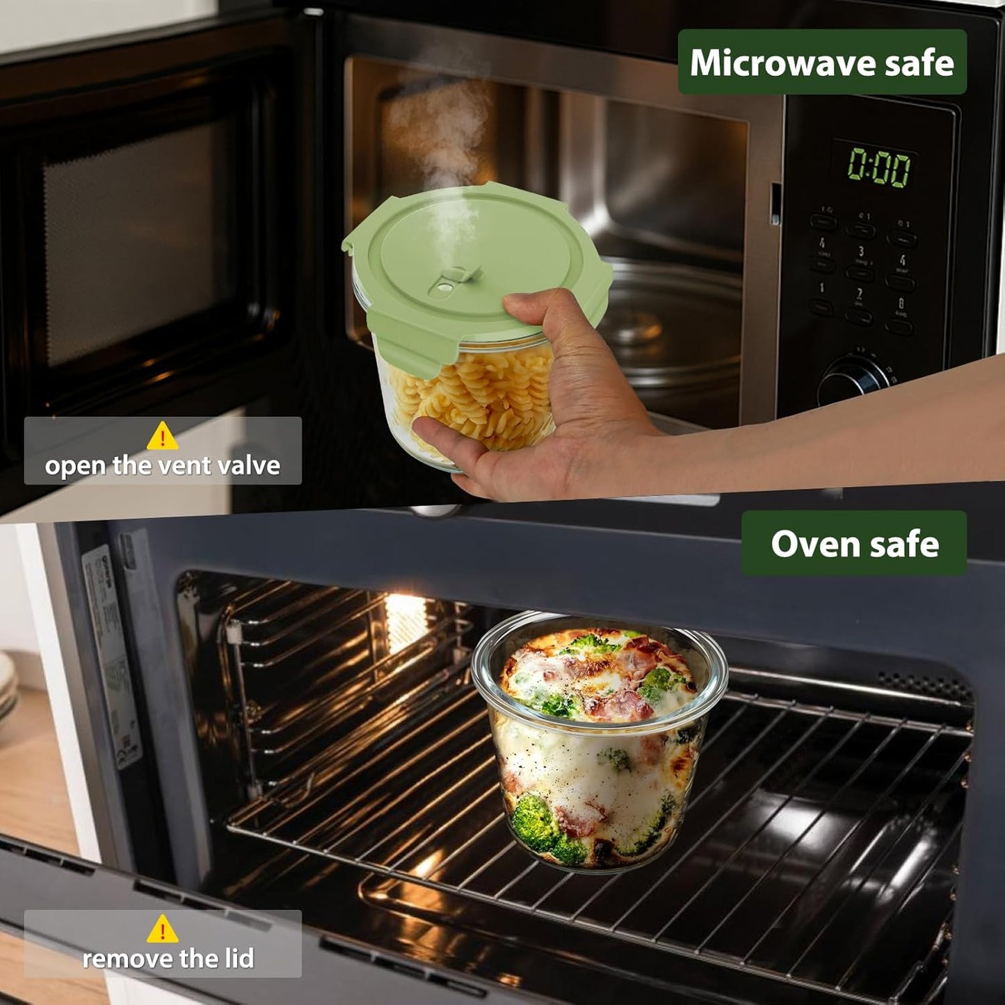 Freshmage 23oz Glass Meal Prep Containers with Lids, Airtight 3-Cup Glass Storage Containers Set, Heat-Resistant BPA-Free for Soup, Leftover, Microwave, Dishwasher, Fridge and Freezer Safe (4 Packs)