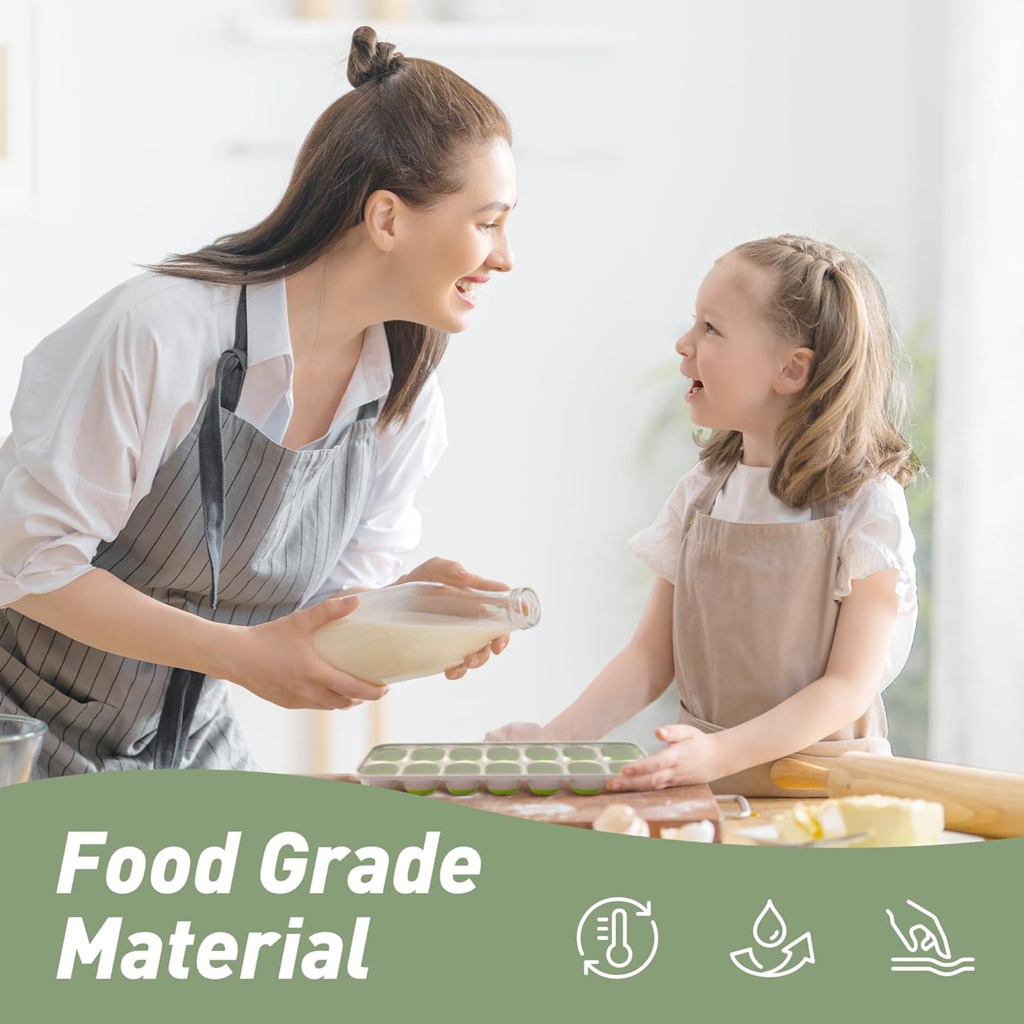 Ice Cube Tray with Lid, 4 Packs 56 Cubes Durable Stackable Ice Cube Trays for Freezer with Removable Lids, Easy-Release Plastic & Silicone Ice Tray for Cocktail, Coffee