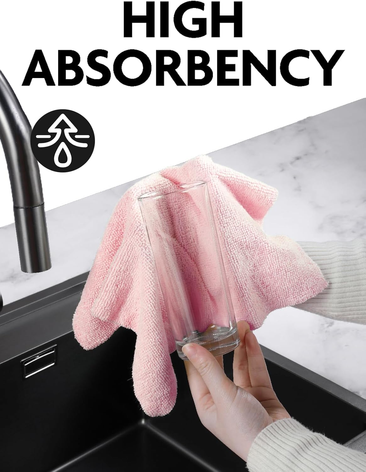 Fantasticlean Microfiber Cleaning Cloth Roll -75 Pack, Tear Away Microfiber Towels, 12" x 12", Reusable, Washable, Scratch Free, Ultra Absorbent Dishcloth for All-Around Cleaning Supplies (Pink)