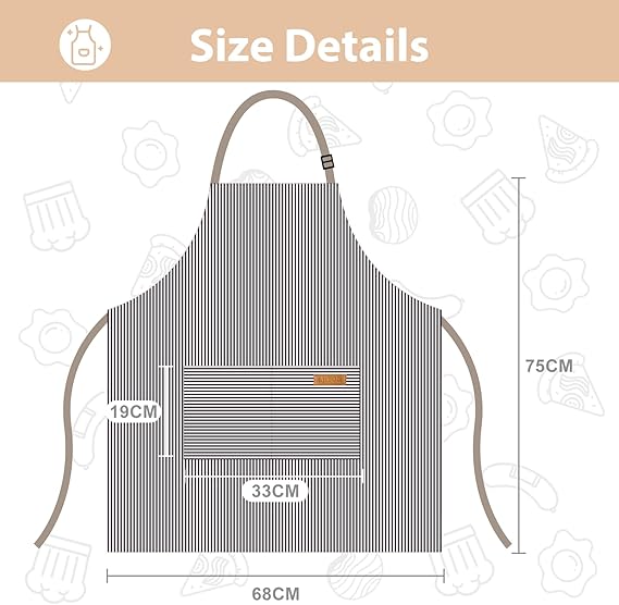 2 Pack Kitchen Aprons, Apron for Cooking with 2 Pockets, Unisex Adjustable Neck Strap Chef Aprons for Men Women