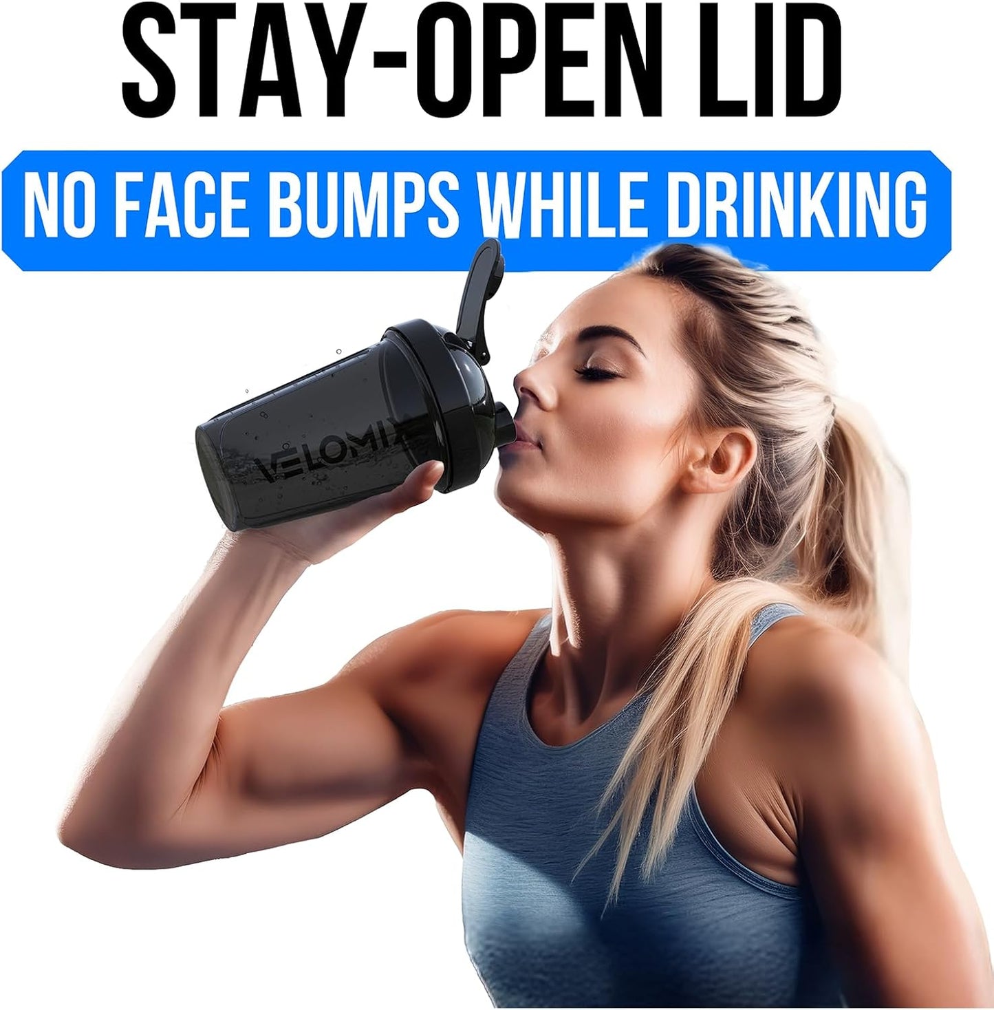 VELOMIX -6 PACK- Shaker Cups for Protein Shakes 20 oz - 6x Wire Whisk | Leak Proof Protein Shaker Bottle for Protein Shakes, Shaker Bottle Pack for Pre & Post Workout, Shaker Cup (ALL IN BLACK)