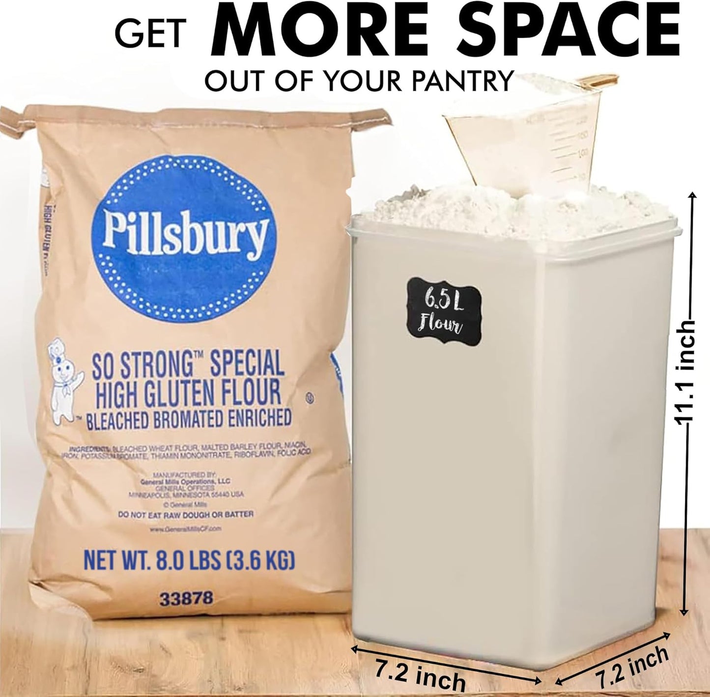 WHITE FEATHER SUPPLIES 2 PC [6.5L / 220 Oz] Large Food Storage Containers with Lids Airtight - BPA Free Clear Plastic Kitchen and Pantry Storage Containers, Bulk Storage for Cereal, Flour, Sugar, Rice