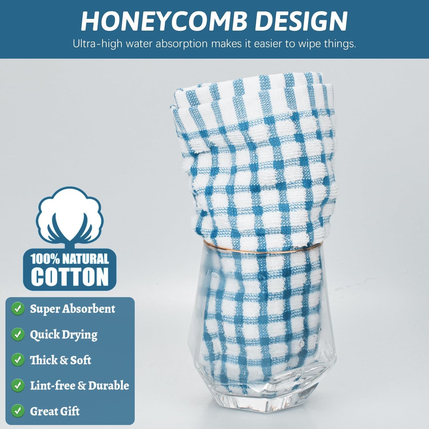 Nialnant 8 Pcs Kitchen Dish Rags,100% Cotton Soft Absorbent Quick Drying Dish Cloths for Kitchen,Washing Dishes,Cleaning rags-11 x 11In